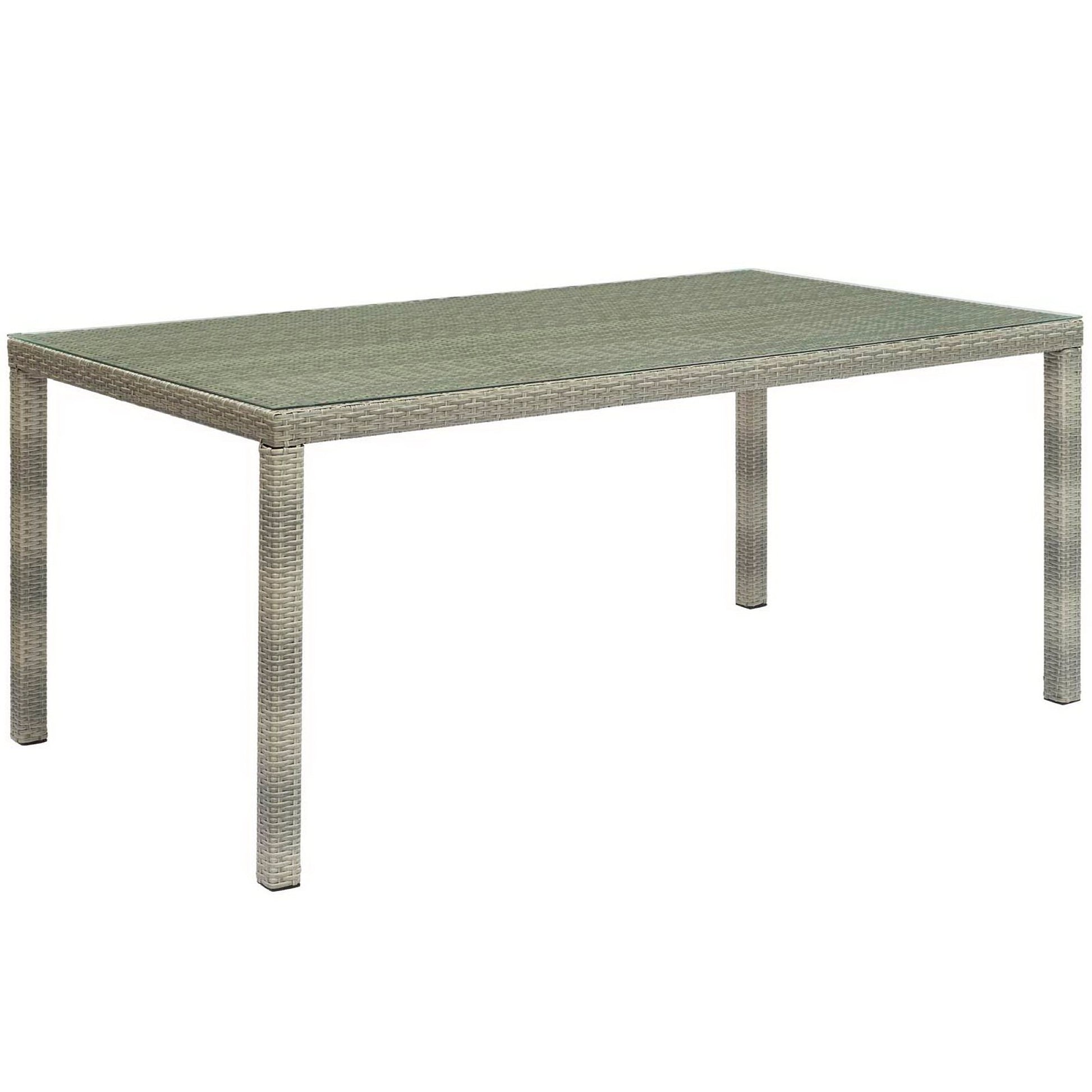 Conduit 70" Outdoor Patio Wicker Rattan Dining Table - Light Gray