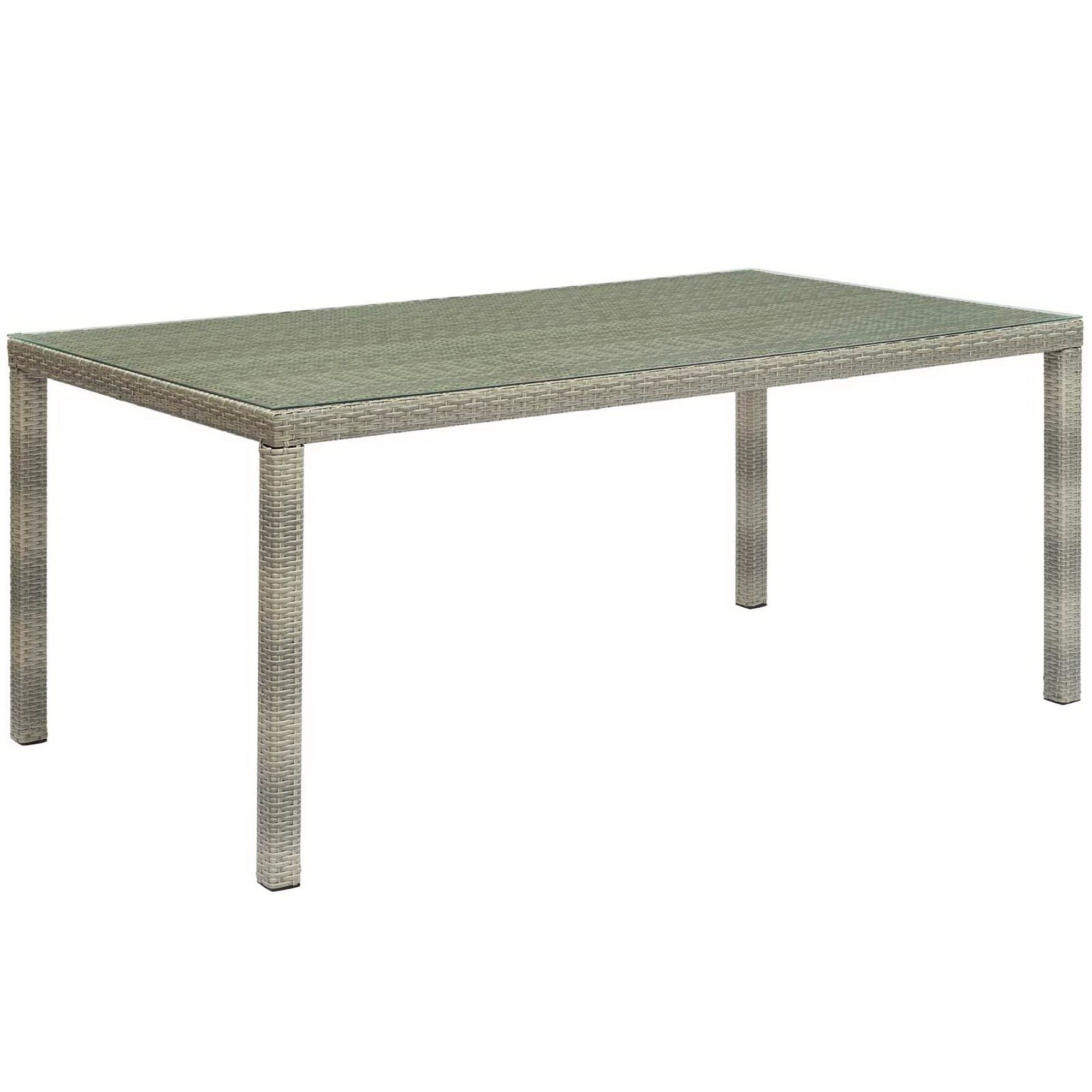 Conduit 70" Outdoor Patio Wicker Rattan Dining Table - Light Gray