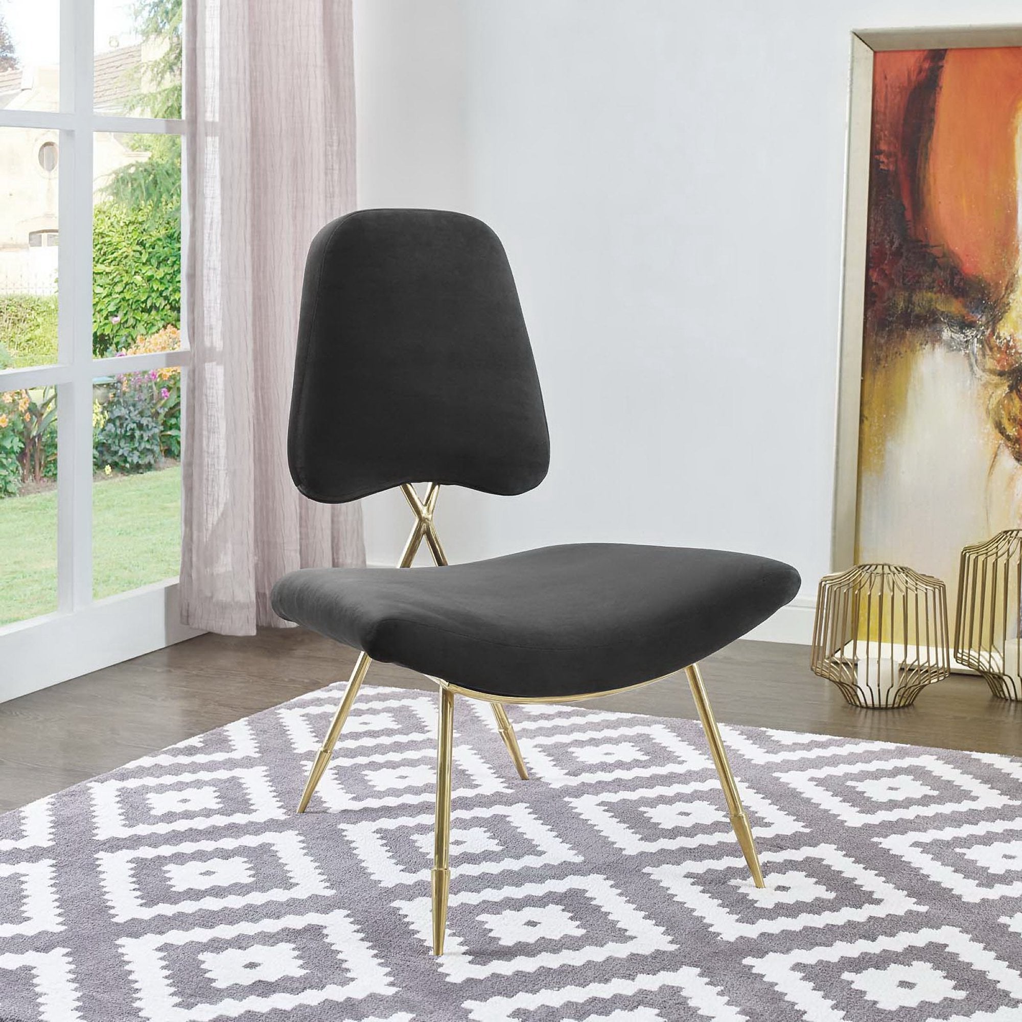 Ponder Performance Velvet Lounge Chair - Navy