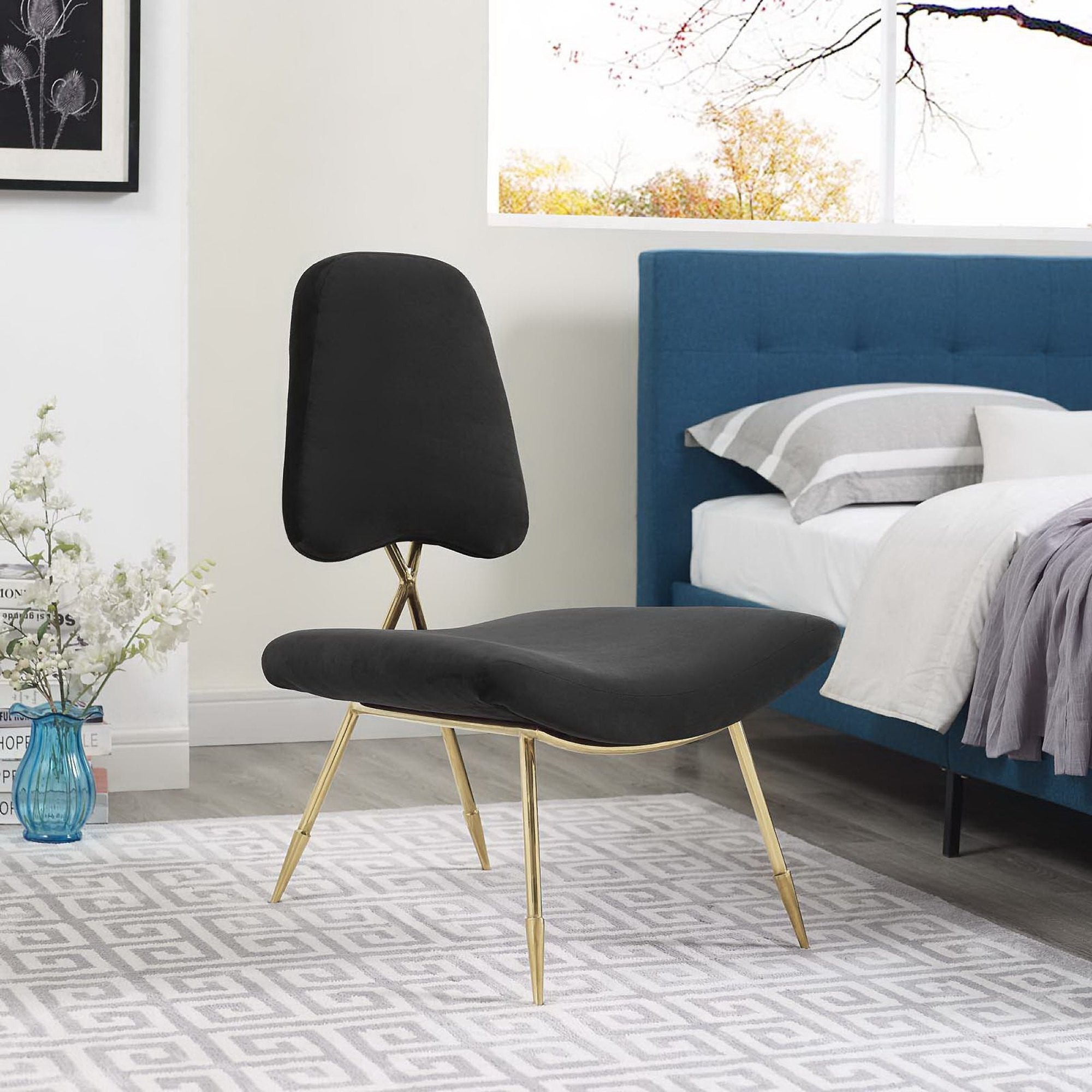 Ponder Performance Velvet Lounge Chair - Sea Blue