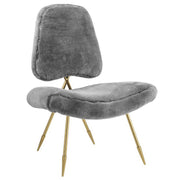 Ponder Upholstered Sheepskin Fur Lounge Chair - Gray