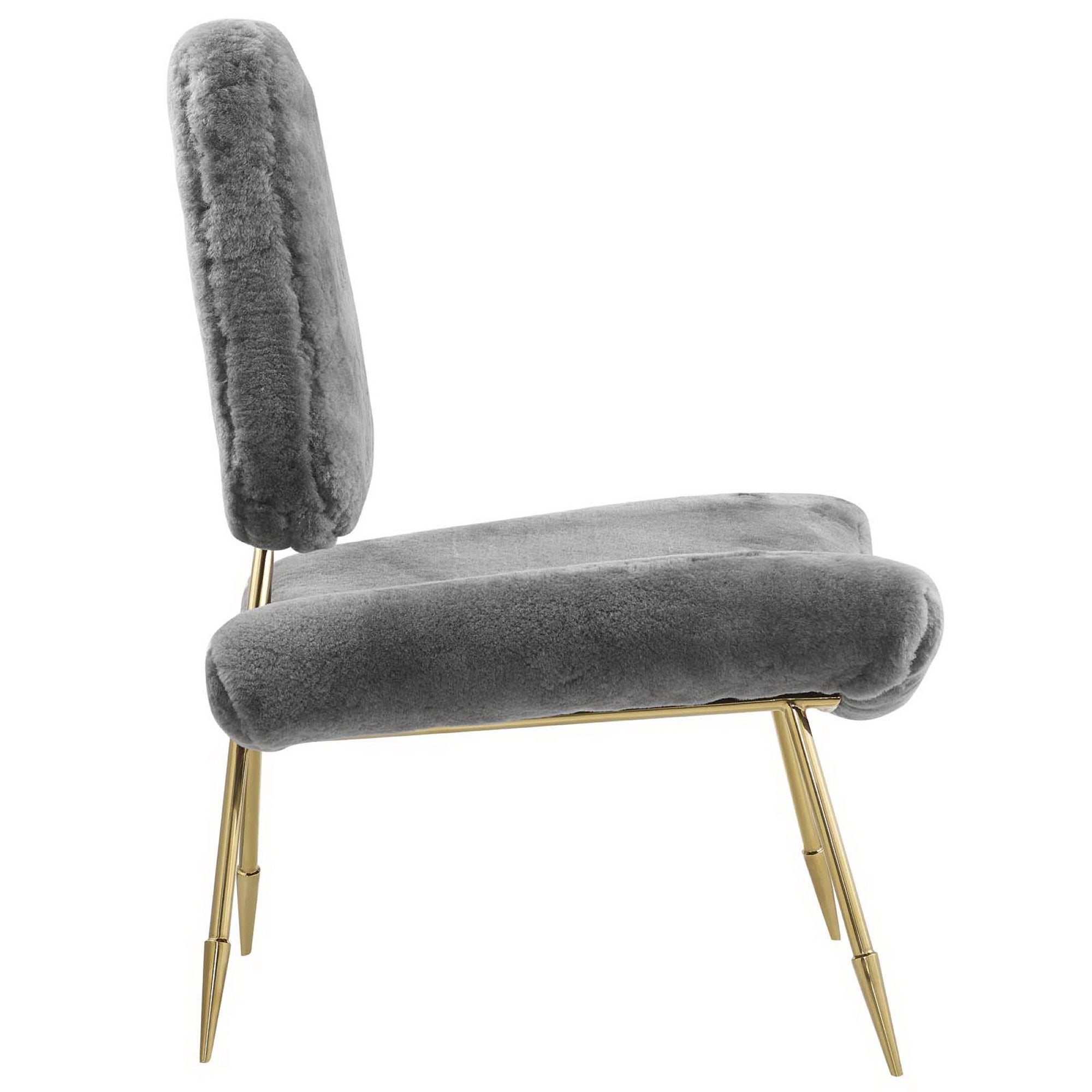 Ponder Upholstered Sheepskin Fur Lounge Chair - White