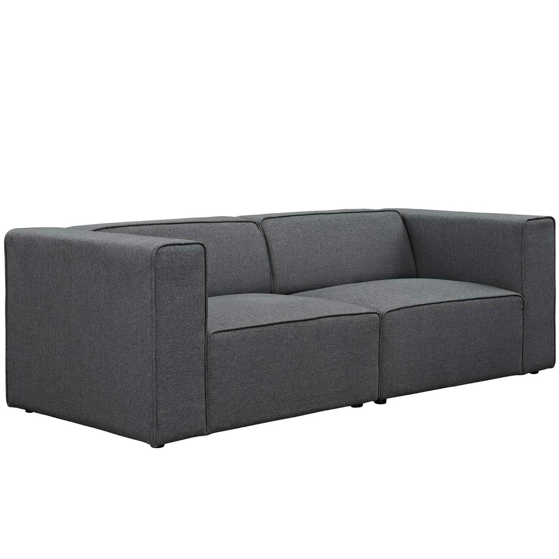 Mingle 2 Piece Upholstered Fabric Sectional Sofa Set - Gray