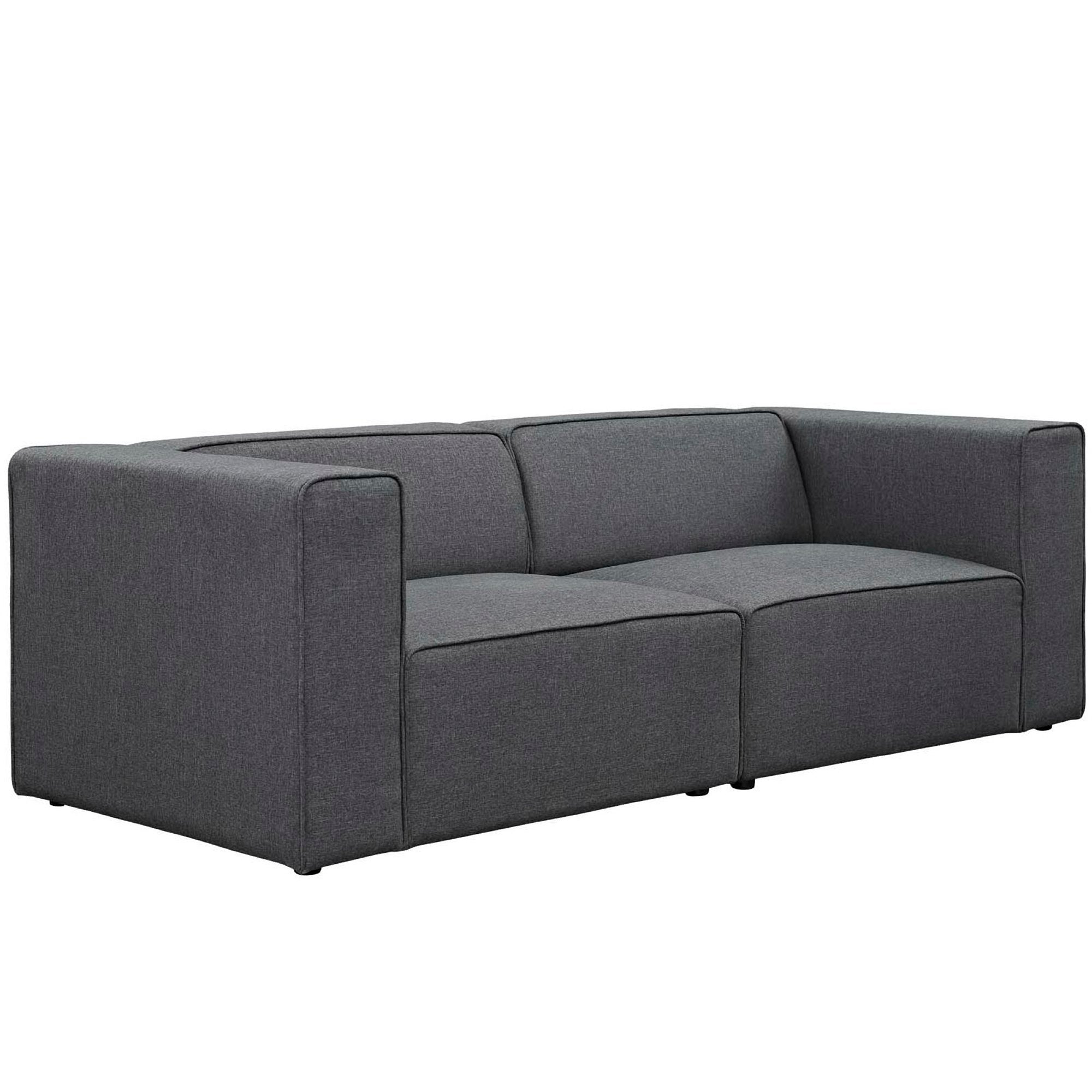 Mingle 2 Piece Upholstered Fabric Sectional Sofa Set - Gray