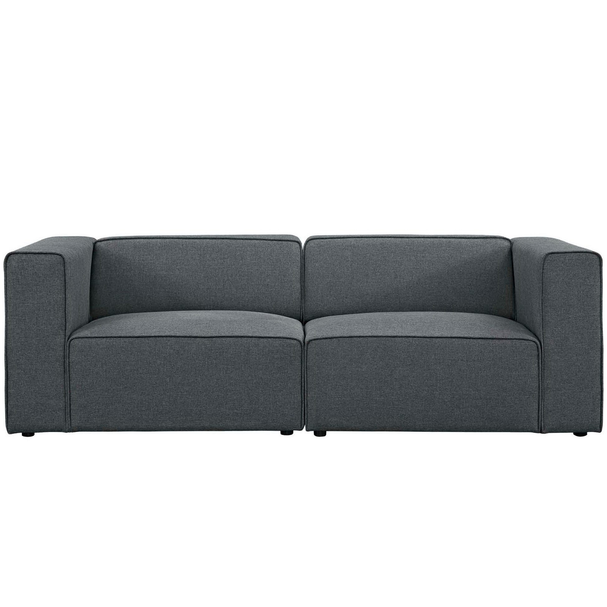 Mingle 2 Piece Upholstered Fabric Sectional Sofa Set - White