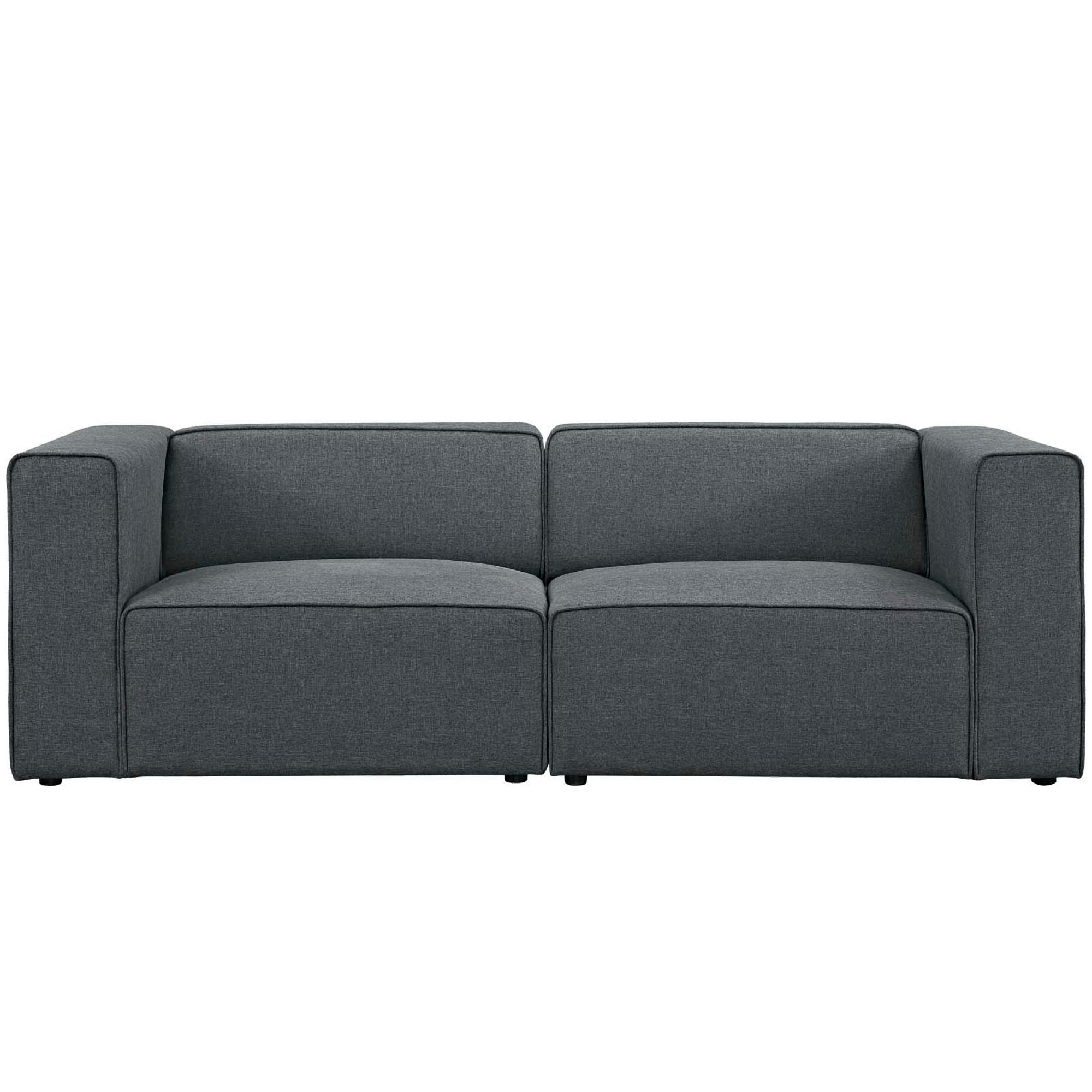 Mingle 2 Piece Upholstered Fabric Sectional Sofa Set - White