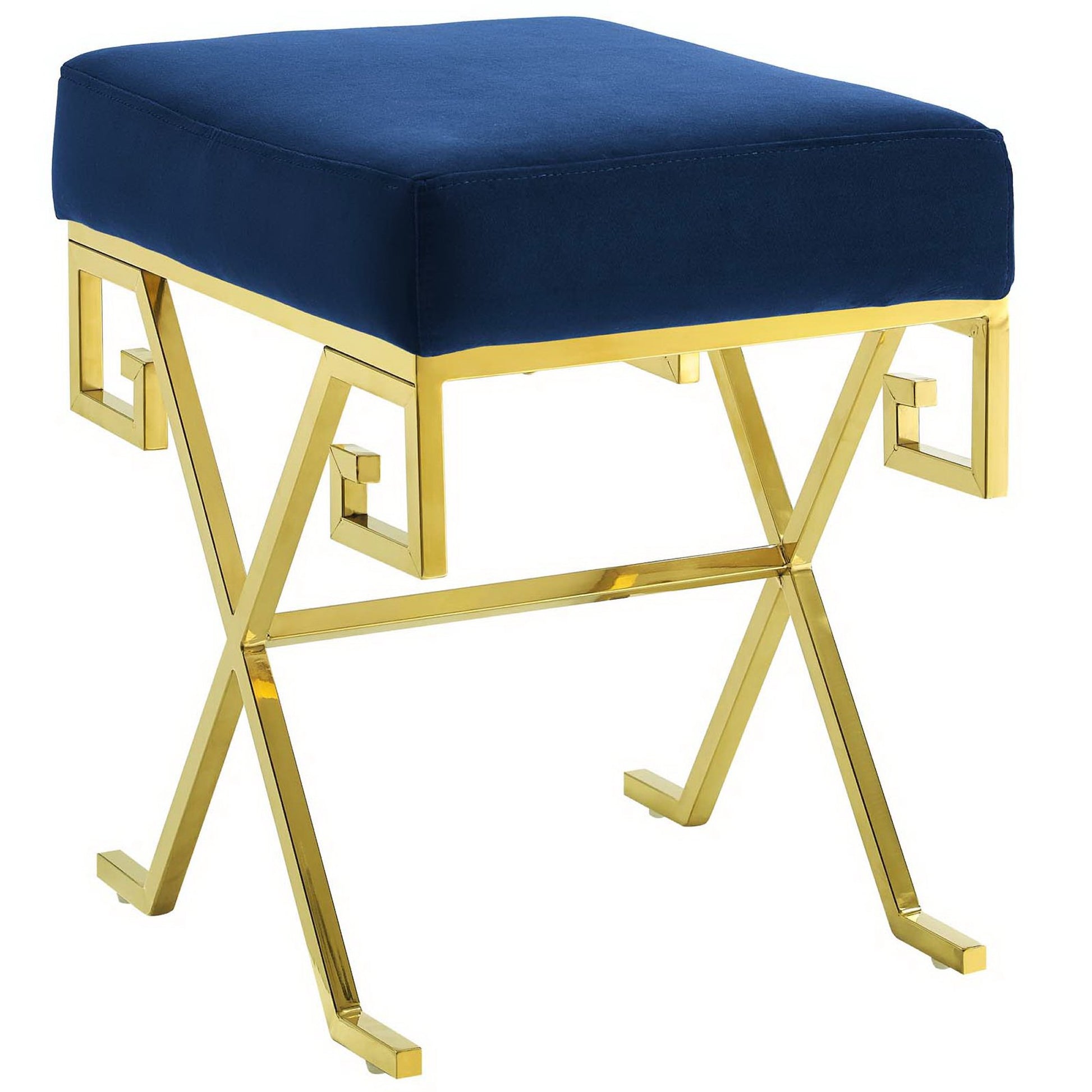 Twist Performance Velvet Bench - Gold Navy