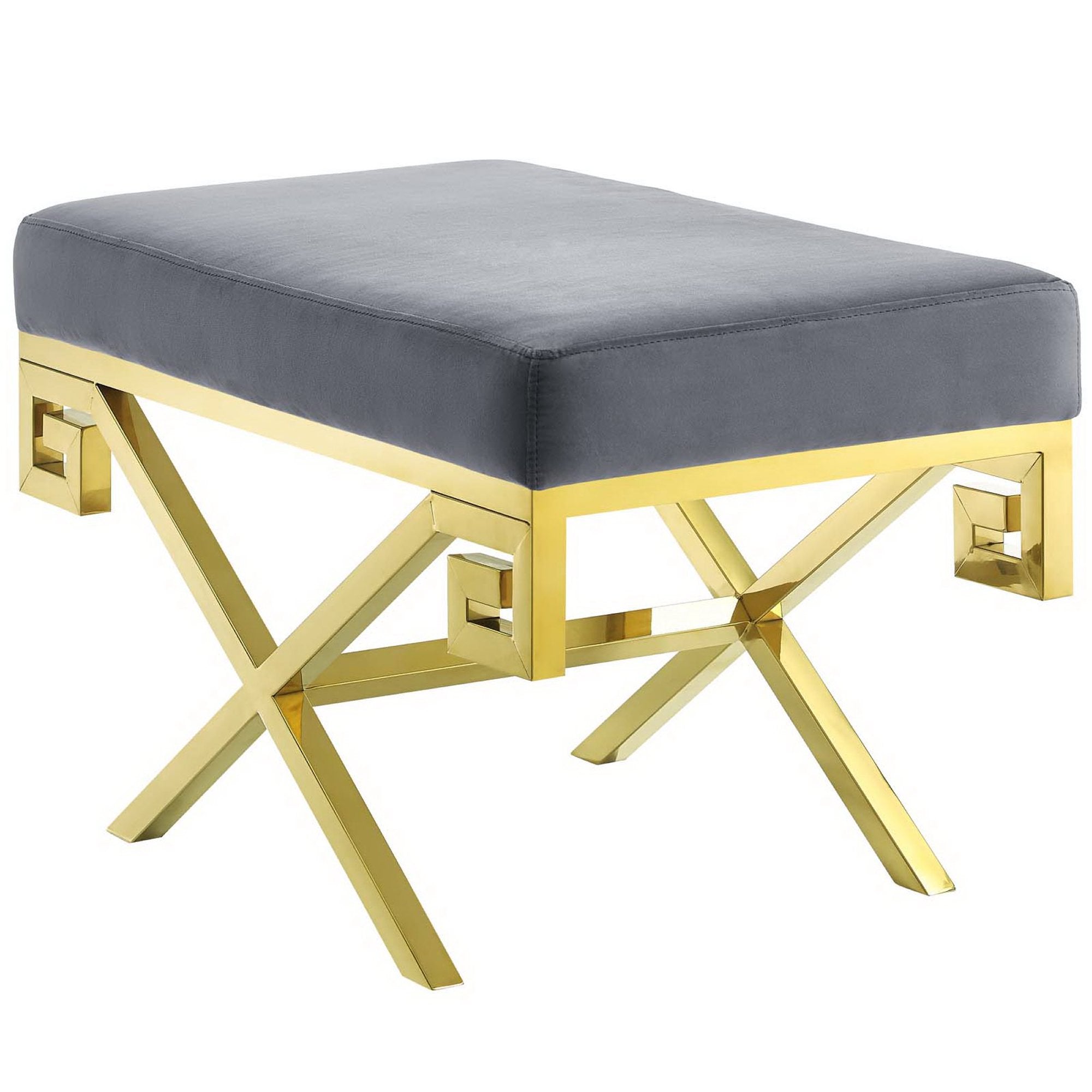 Rove Velvet Performance Velvet Bench - Gold Gray