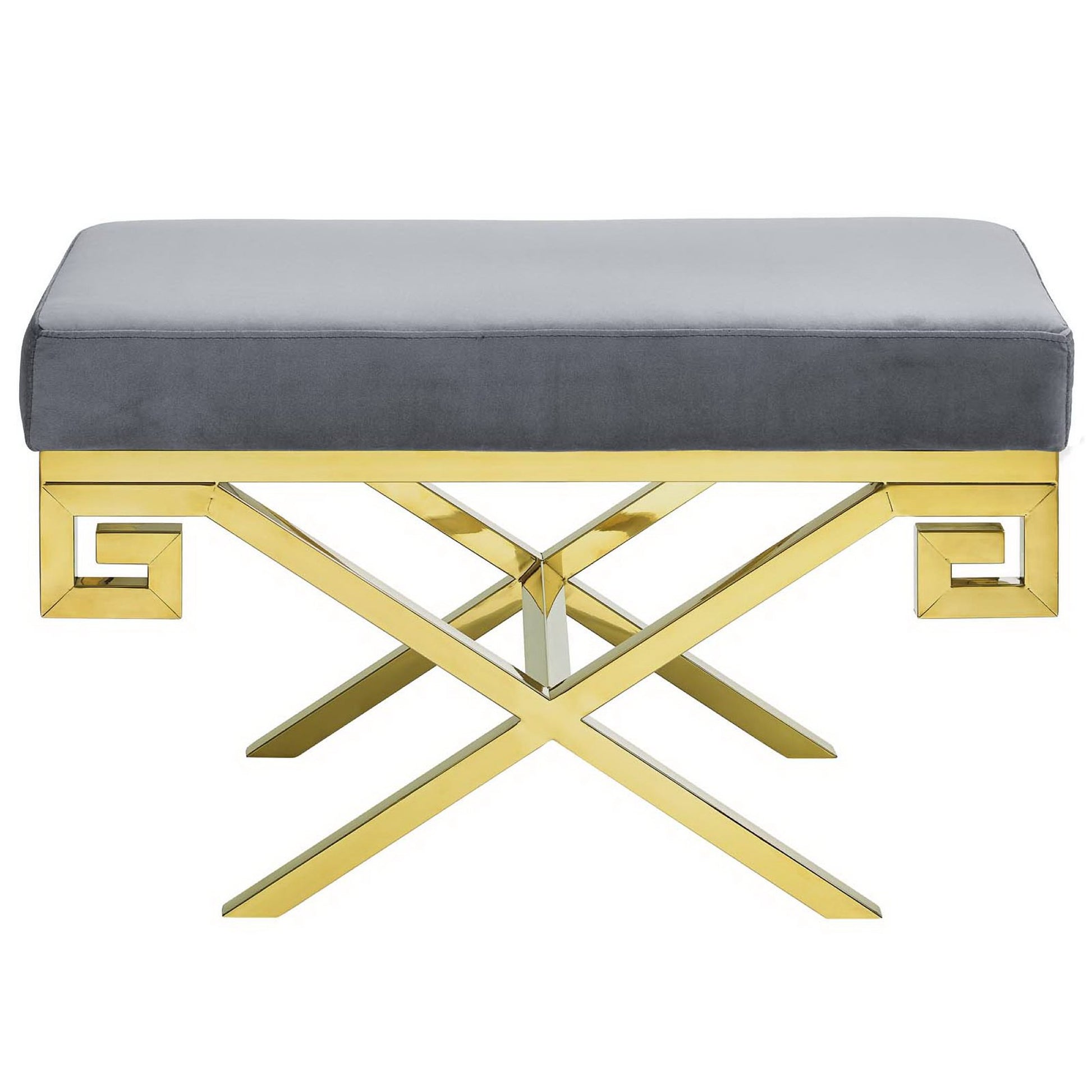 Rove Velvet Performance Velvet Bench - Gold Navy