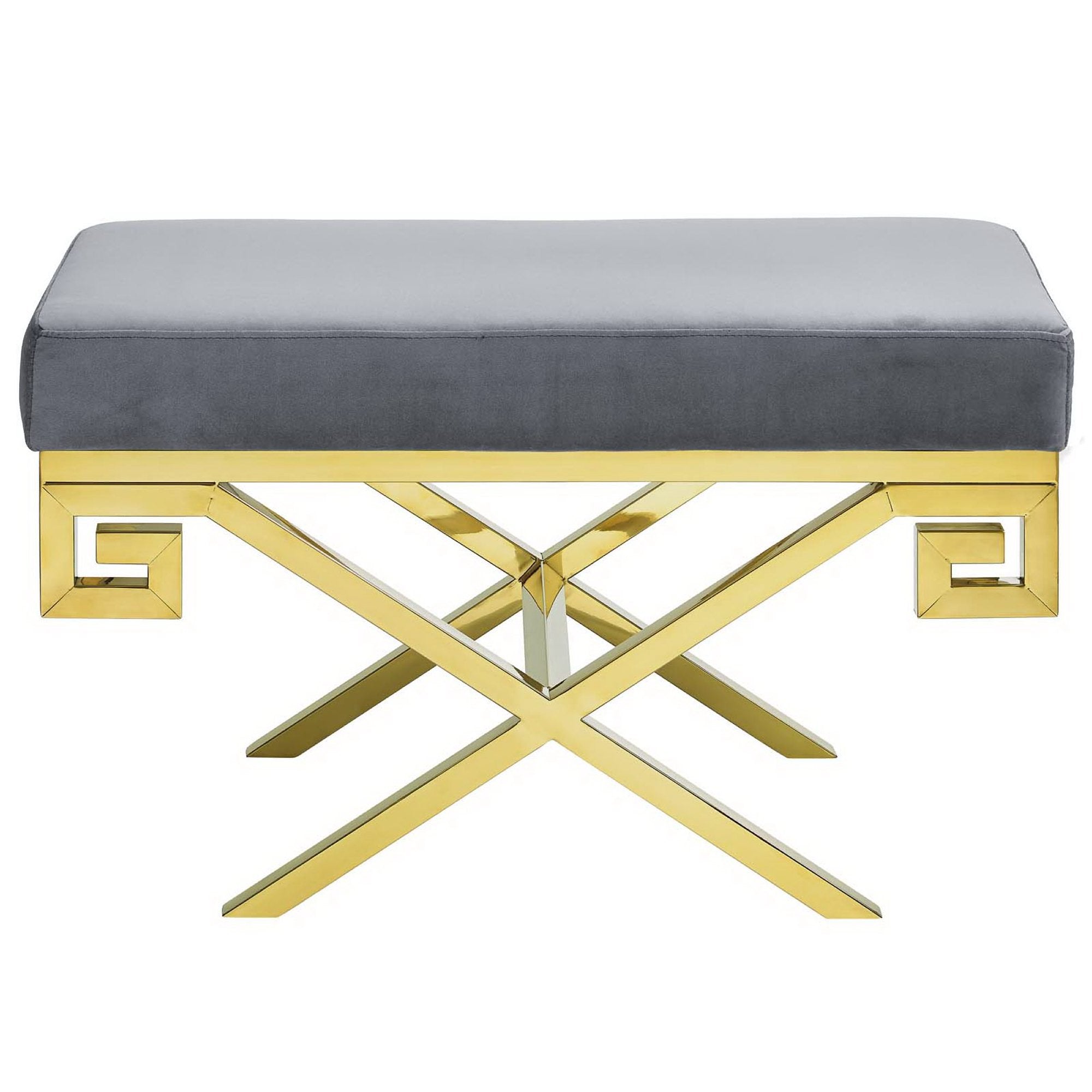 Rove Velvet Performance Velvet Bench - Gold Navy