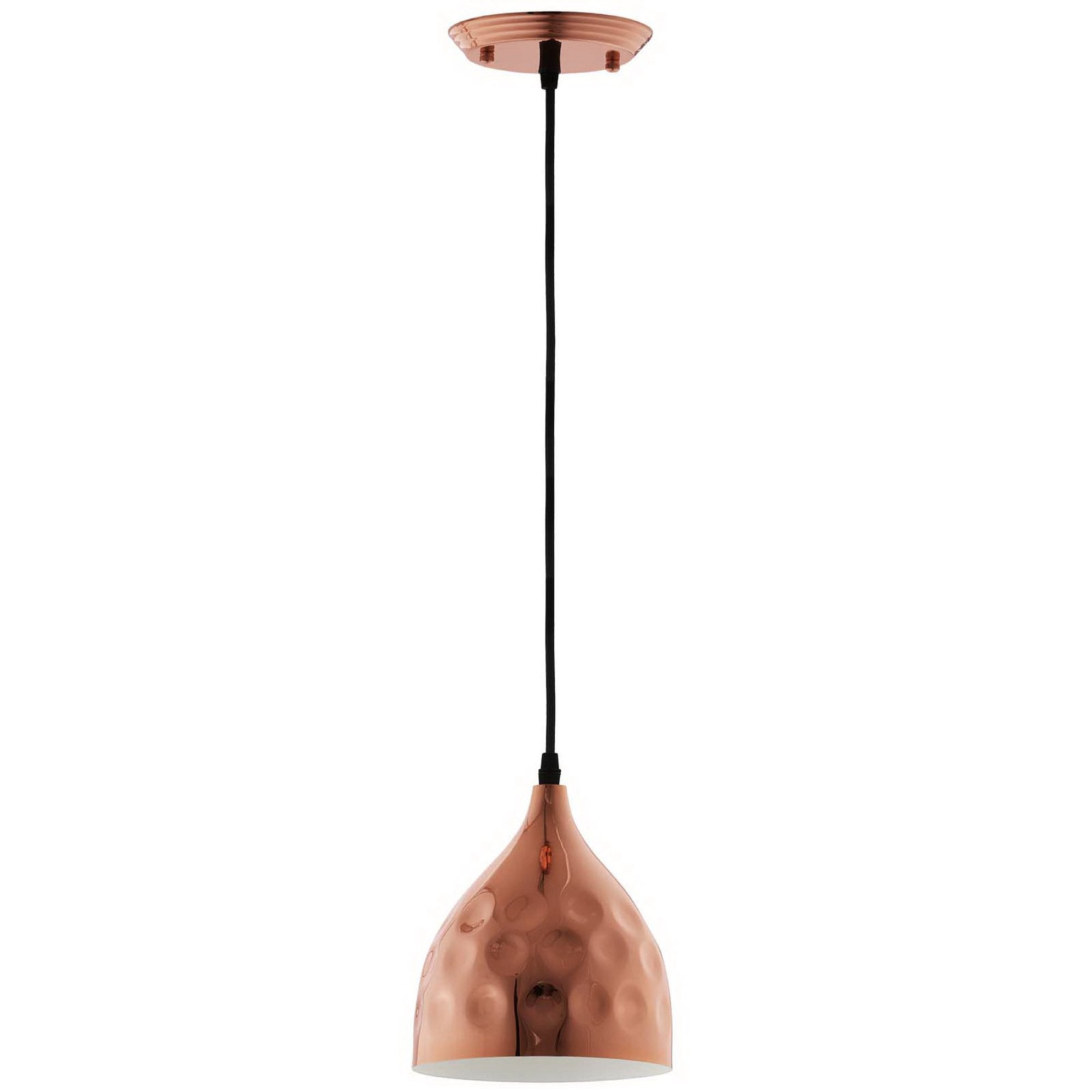 Dimple 6.5" Bell-Shaped Rose Gold Pendant Light - Brown