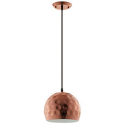 Dimple 10" Half-Sphere Rose Gold Pendant Light - Brown