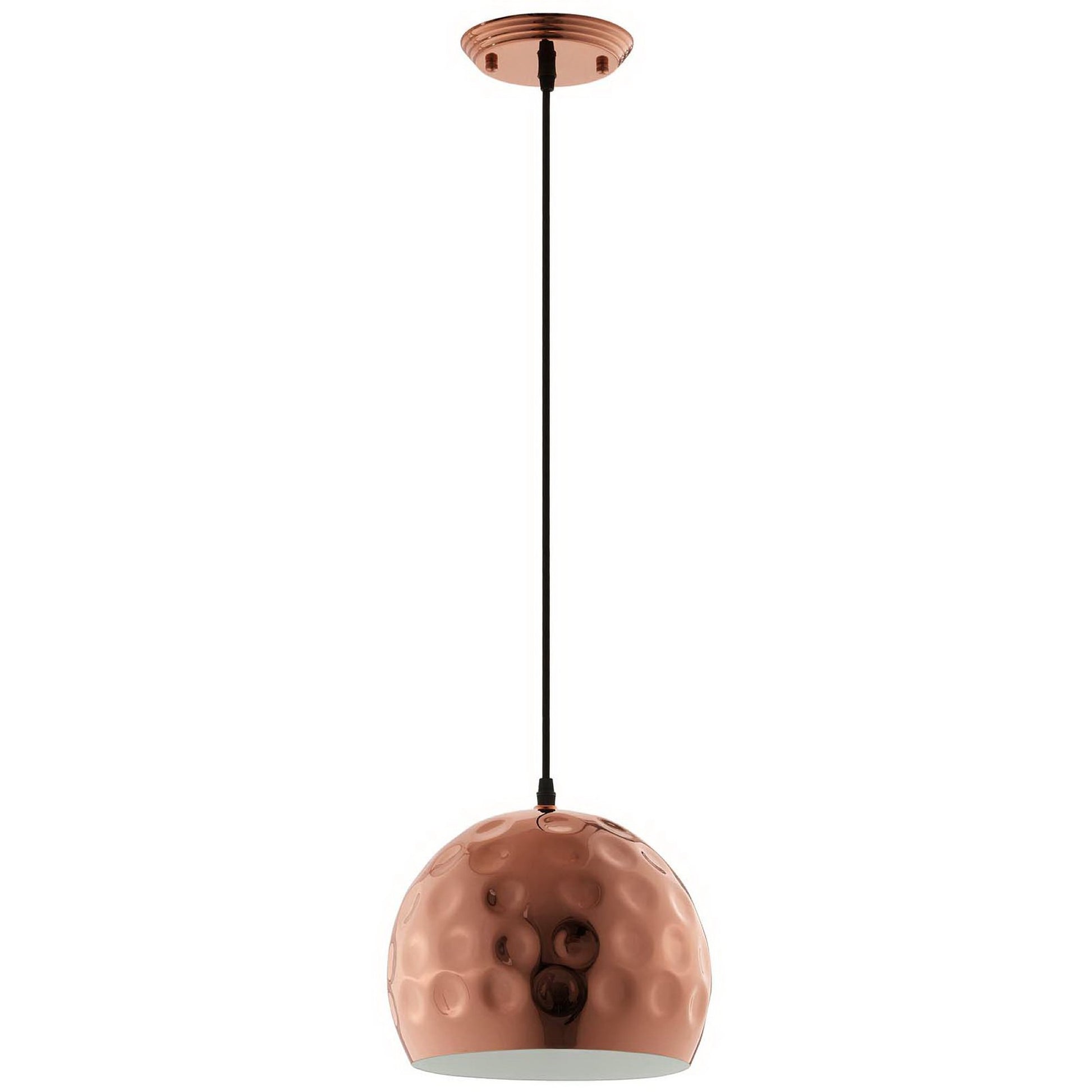 Dimple 10" Half-Sphere Rose Gold Pendant Light - Brown