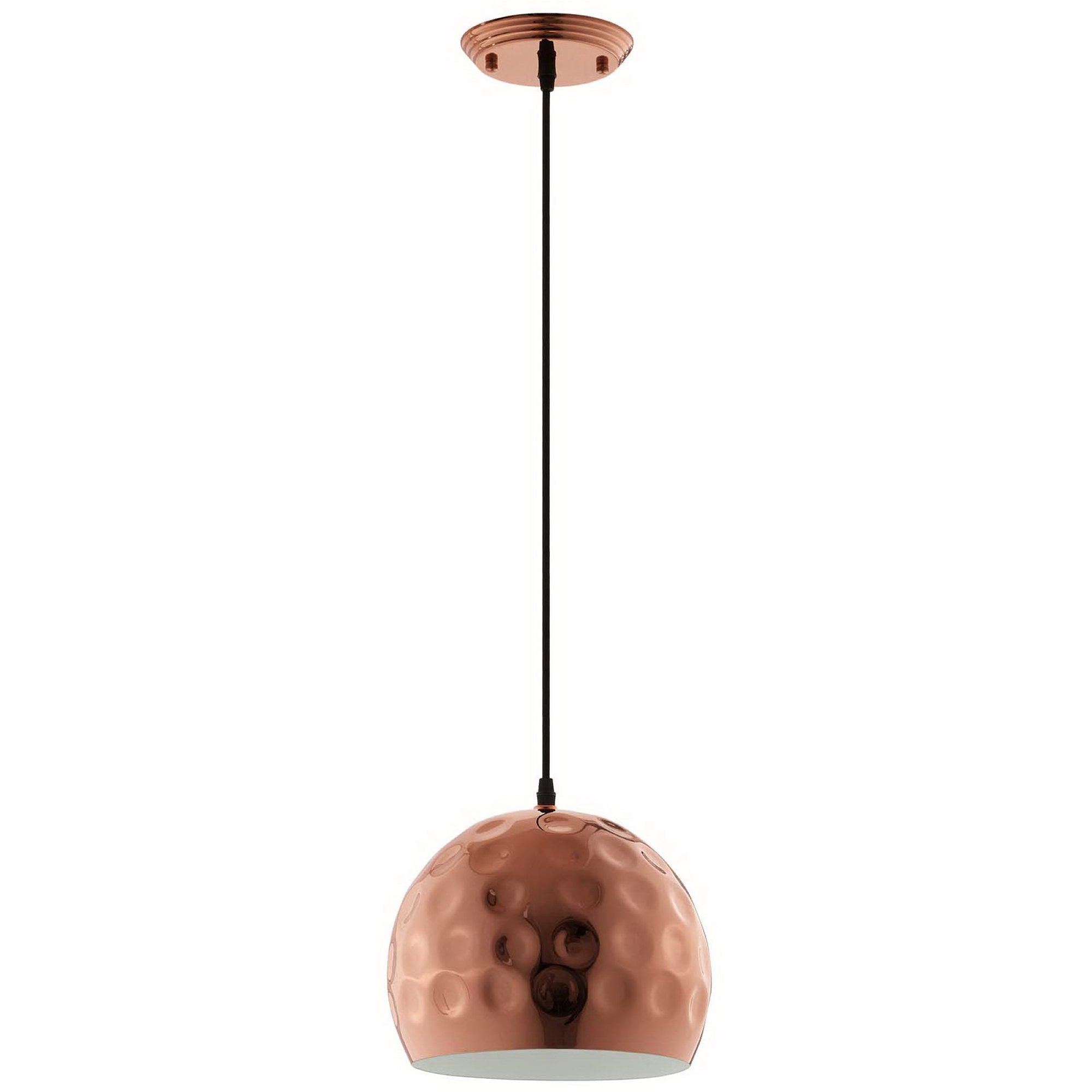 Dimple 10" Half-Sphere Rose Gold Pendant Light - Brown