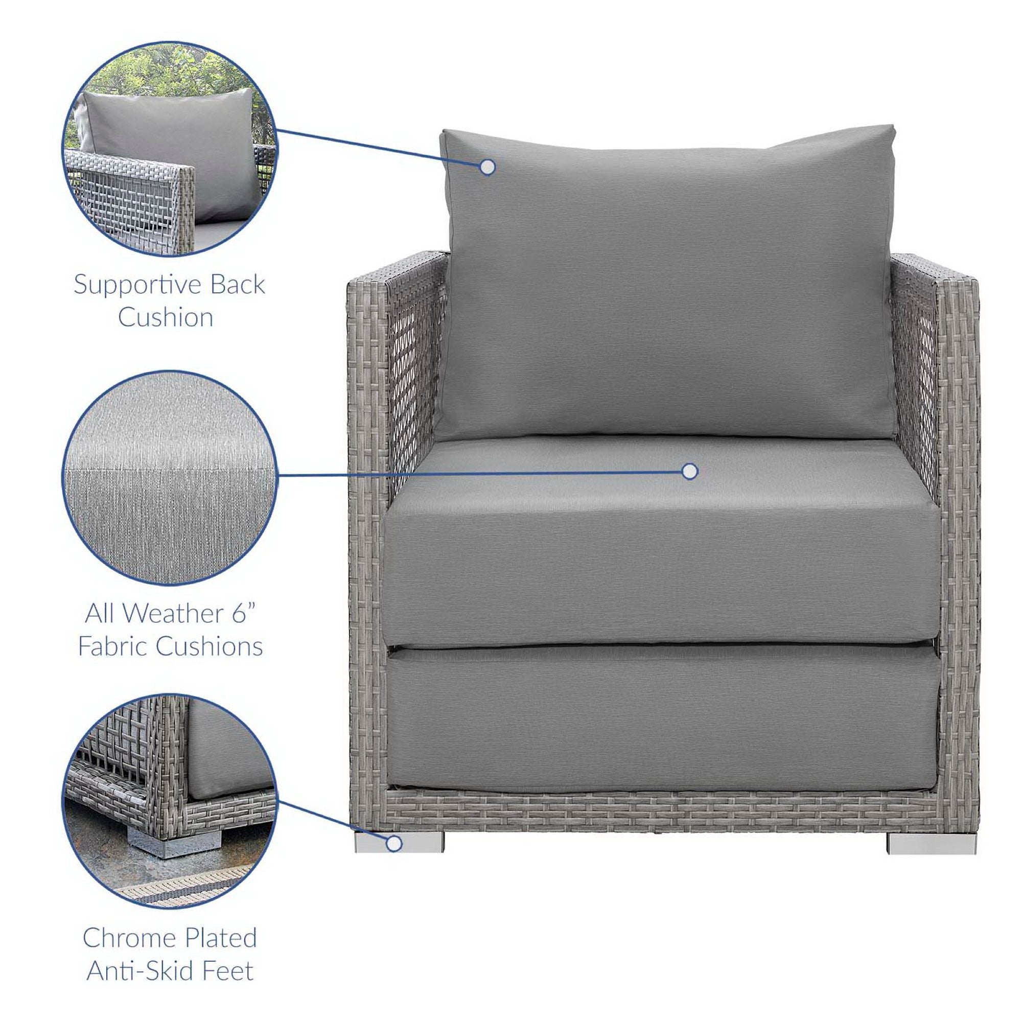 Aura Rattan Outdoor Patio Armchair - Gray Navy