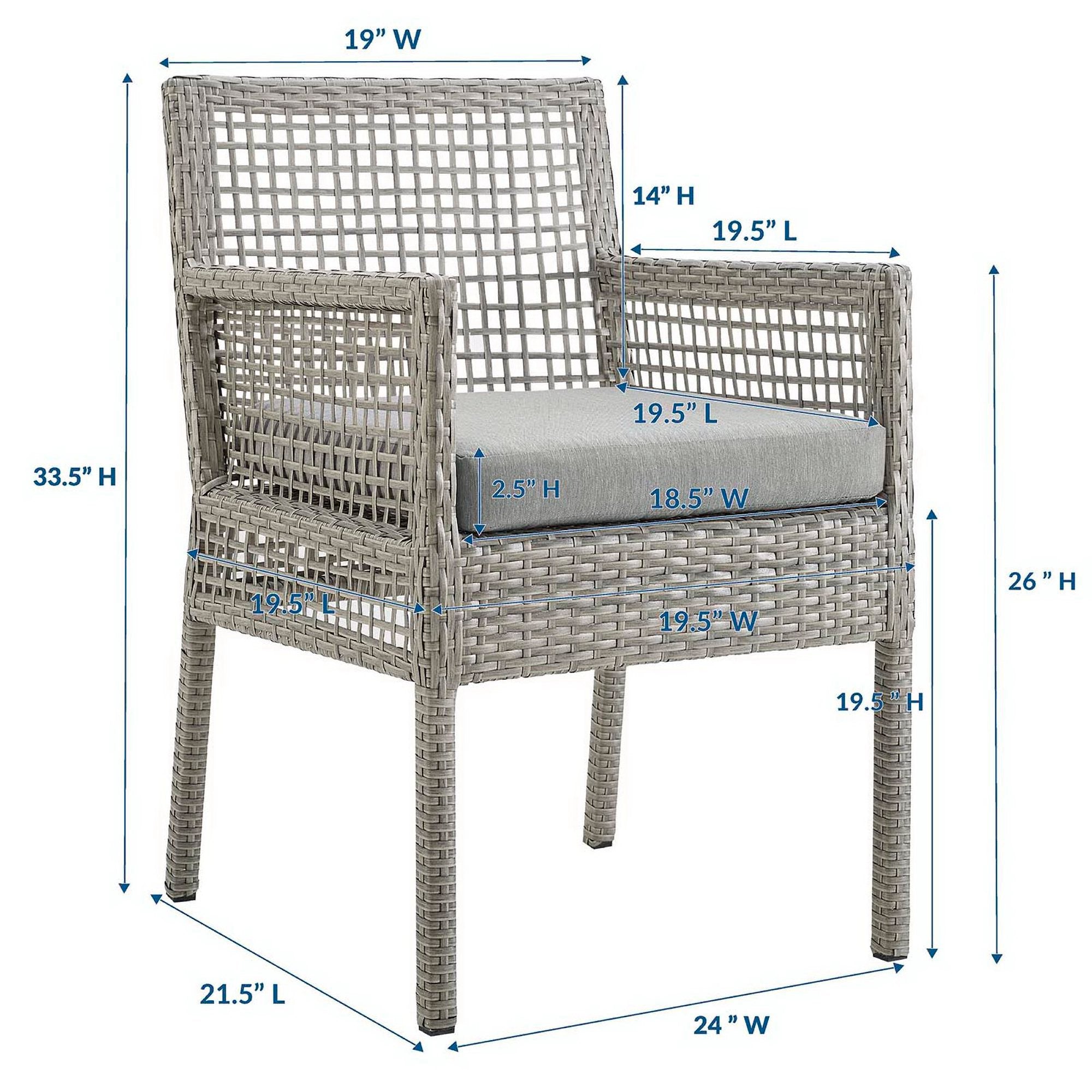 Aura 7 Piece Outdoor Patio Wicker Rattan Set - Gray Navy