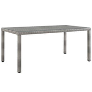 Aura 68" Outdoor Patio Wicker Rattan Dining Table - Gray