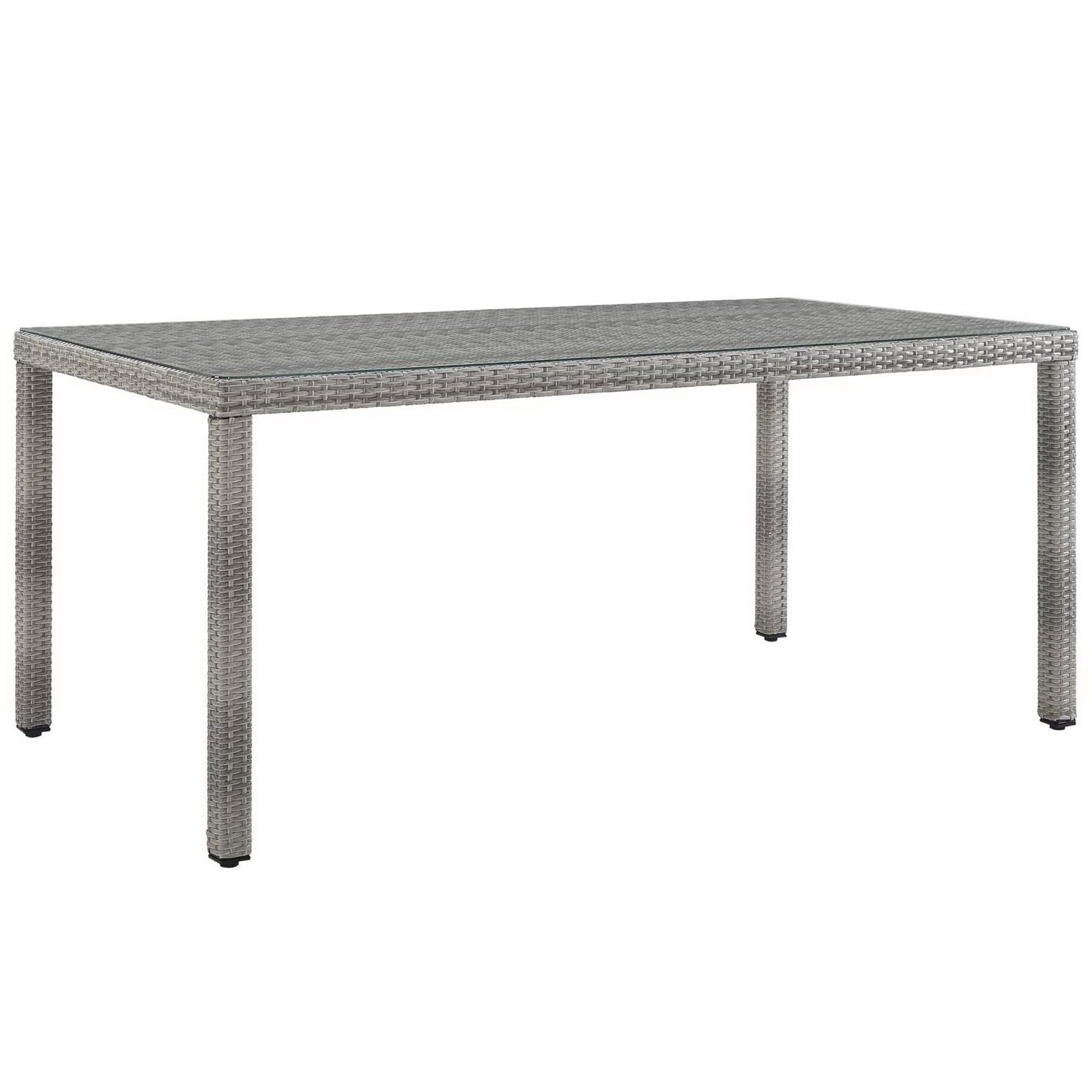 Aura 68" Outdoor Patio Wicker Rattan Dining Table - Gray