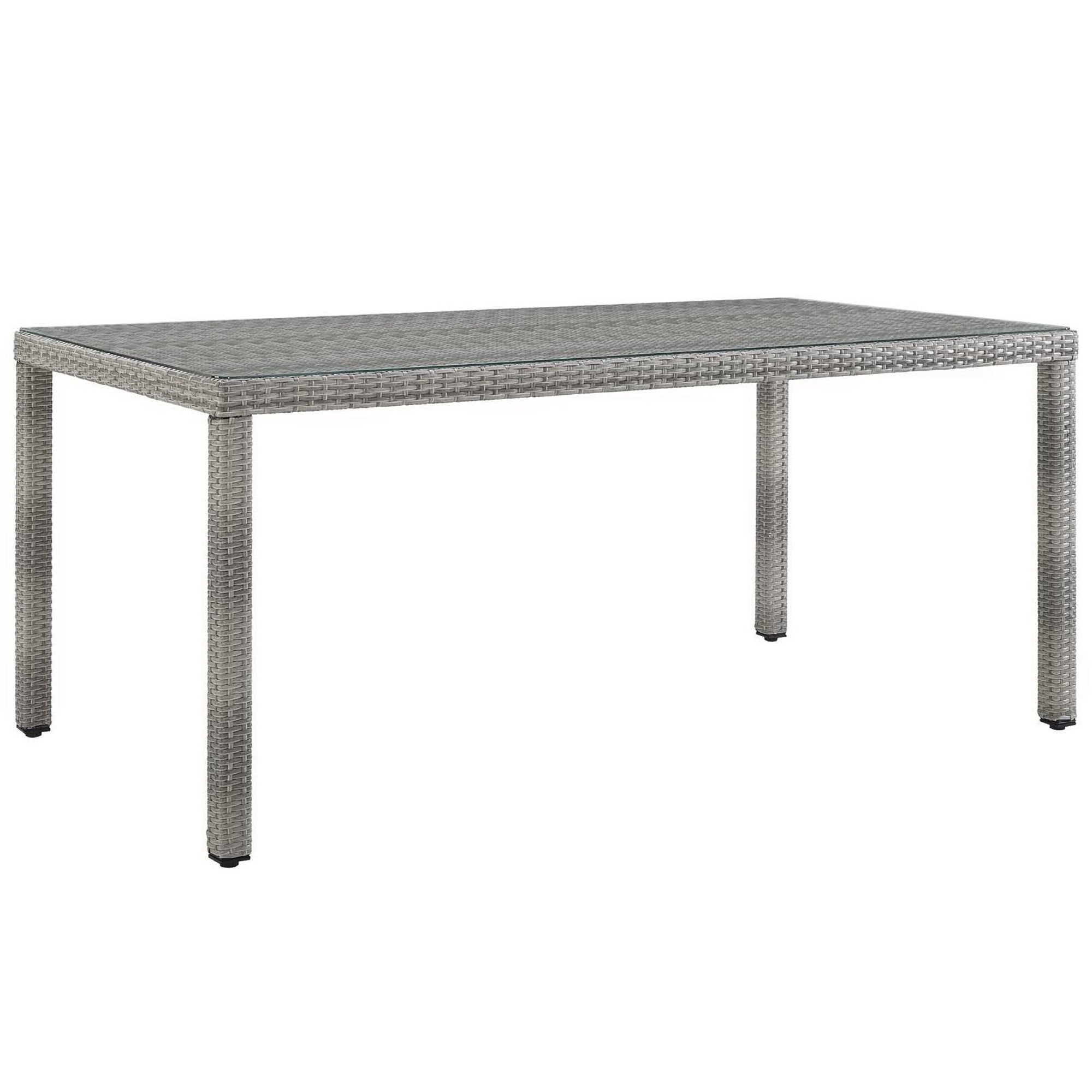 Aura 68" Outdoor Patio Wicker Rattan Dining Table - Gray