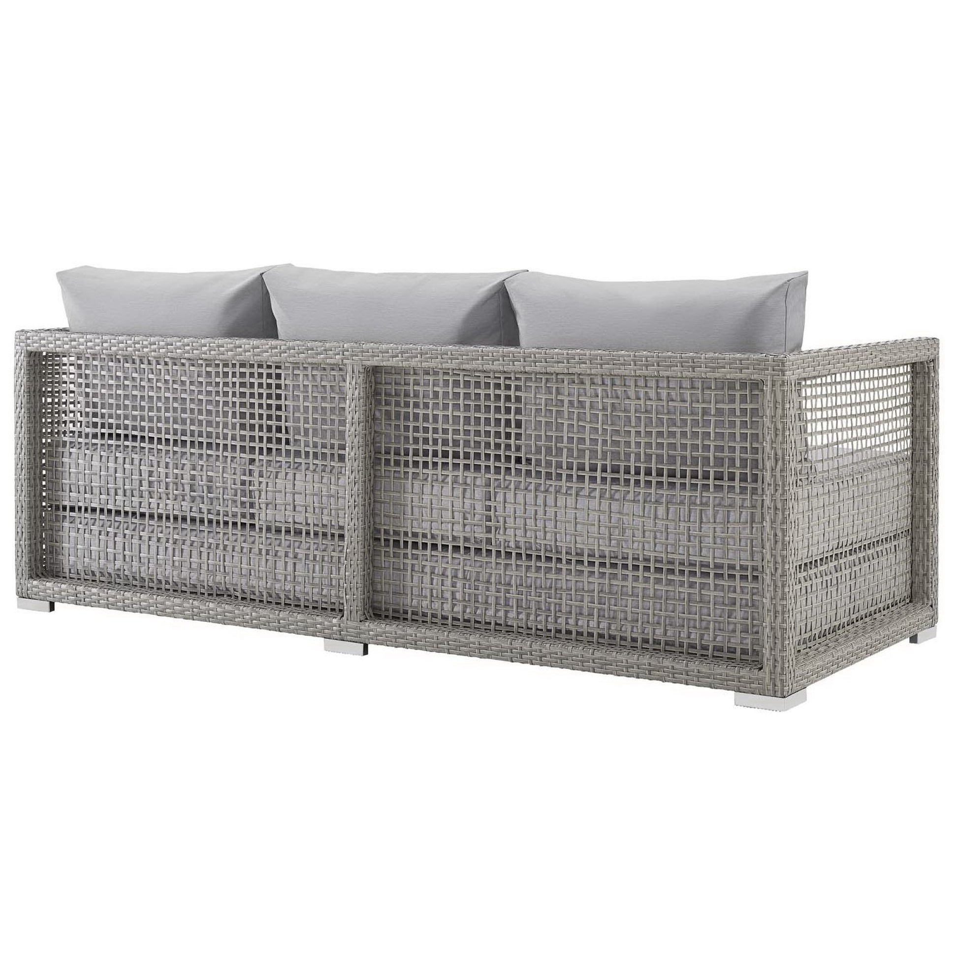 Aura Outdoor Patio Wicker Rattan Sofa - Gray White