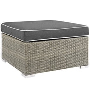 Repose Outdoor Patio Upholstered Fabric Ottoman - Light Gray Charcoal
