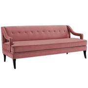 Concur Button Tufted Performance Velvet Sofa - Dusty Rose