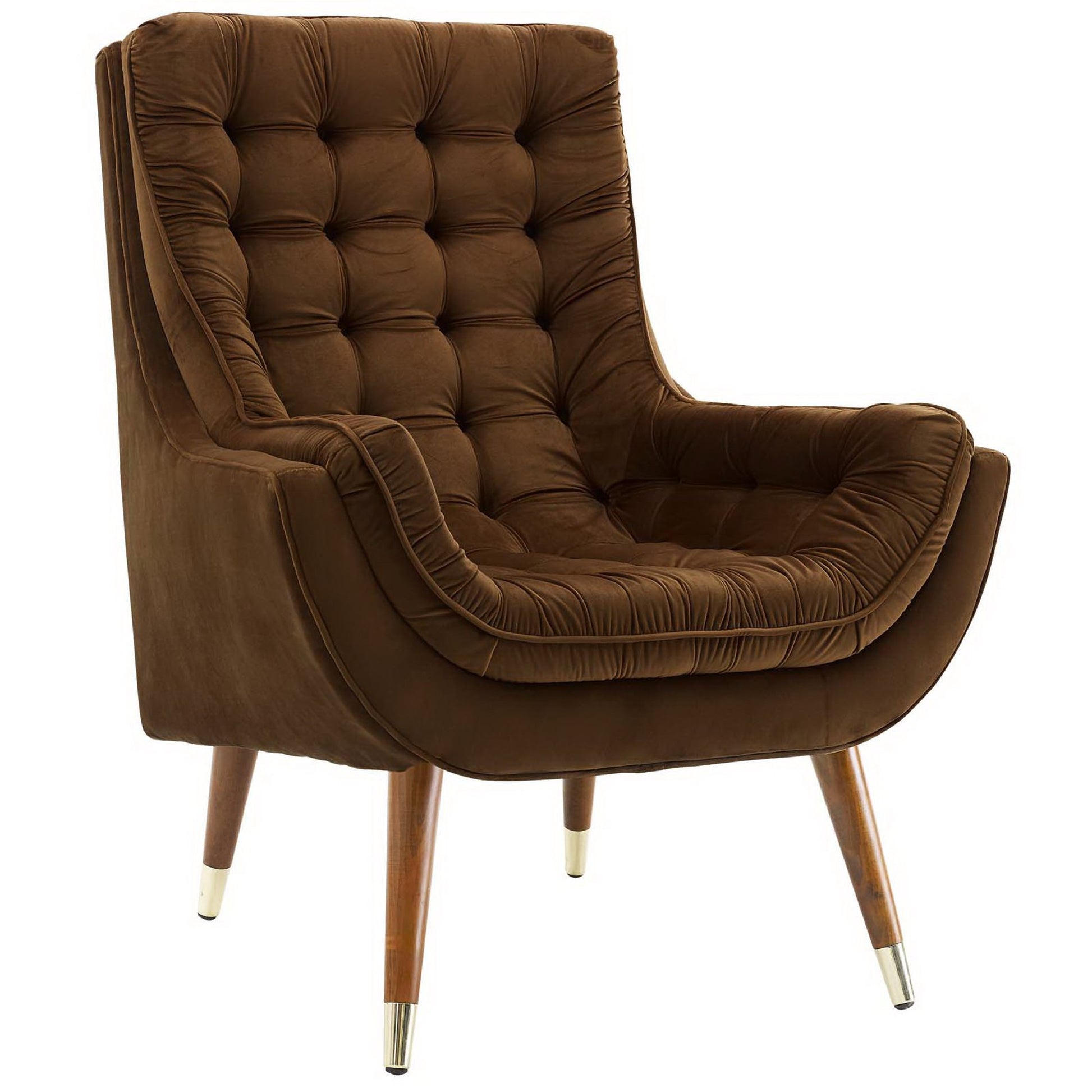 Suggest Button Tufted Performance Velvet Lounge Chair - Brown