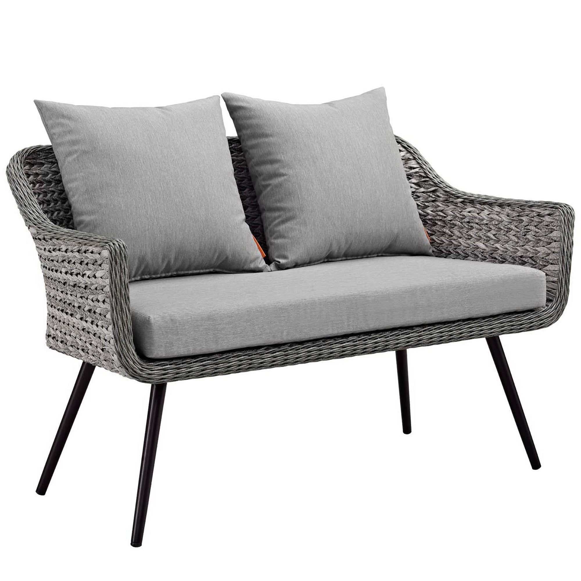 Endeavor Outdoor Patio Wicker Rattan Loveseat - Gray Gray