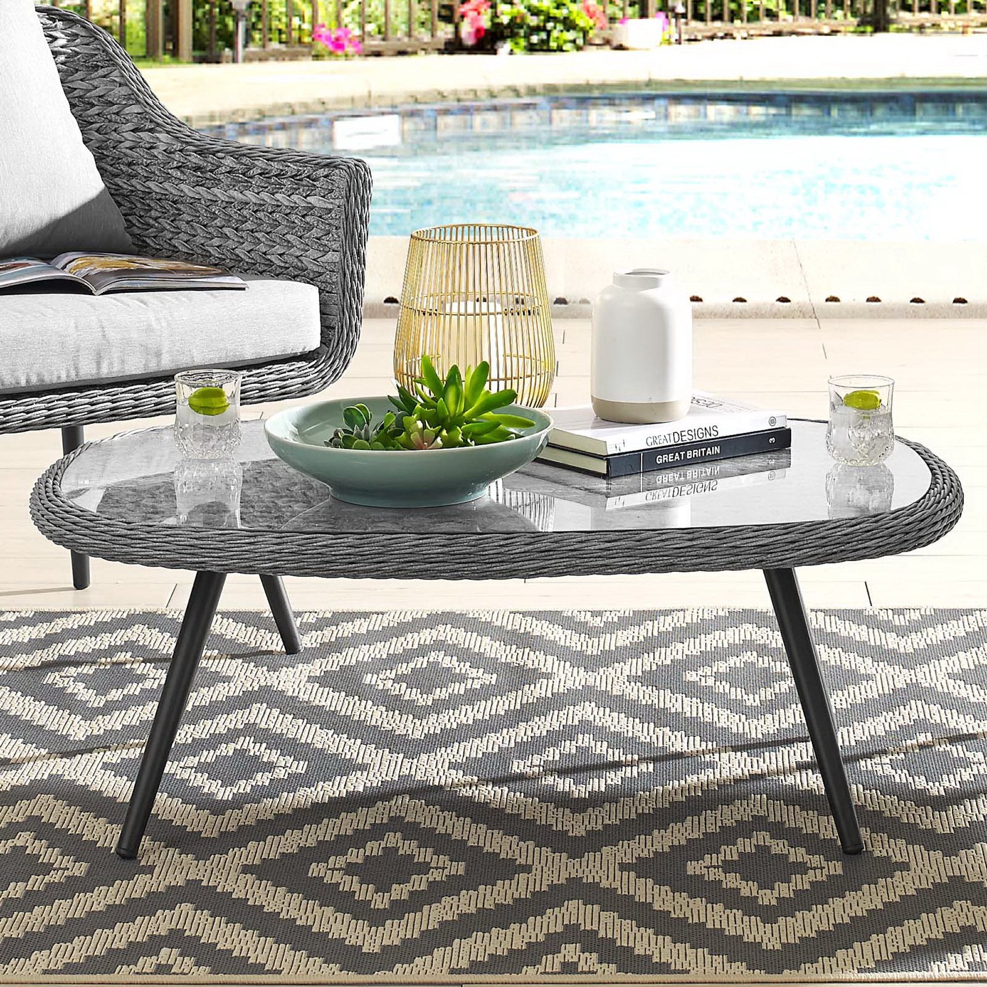 Endeavor Outdoor Patio Wicker Rattan Coffee Table