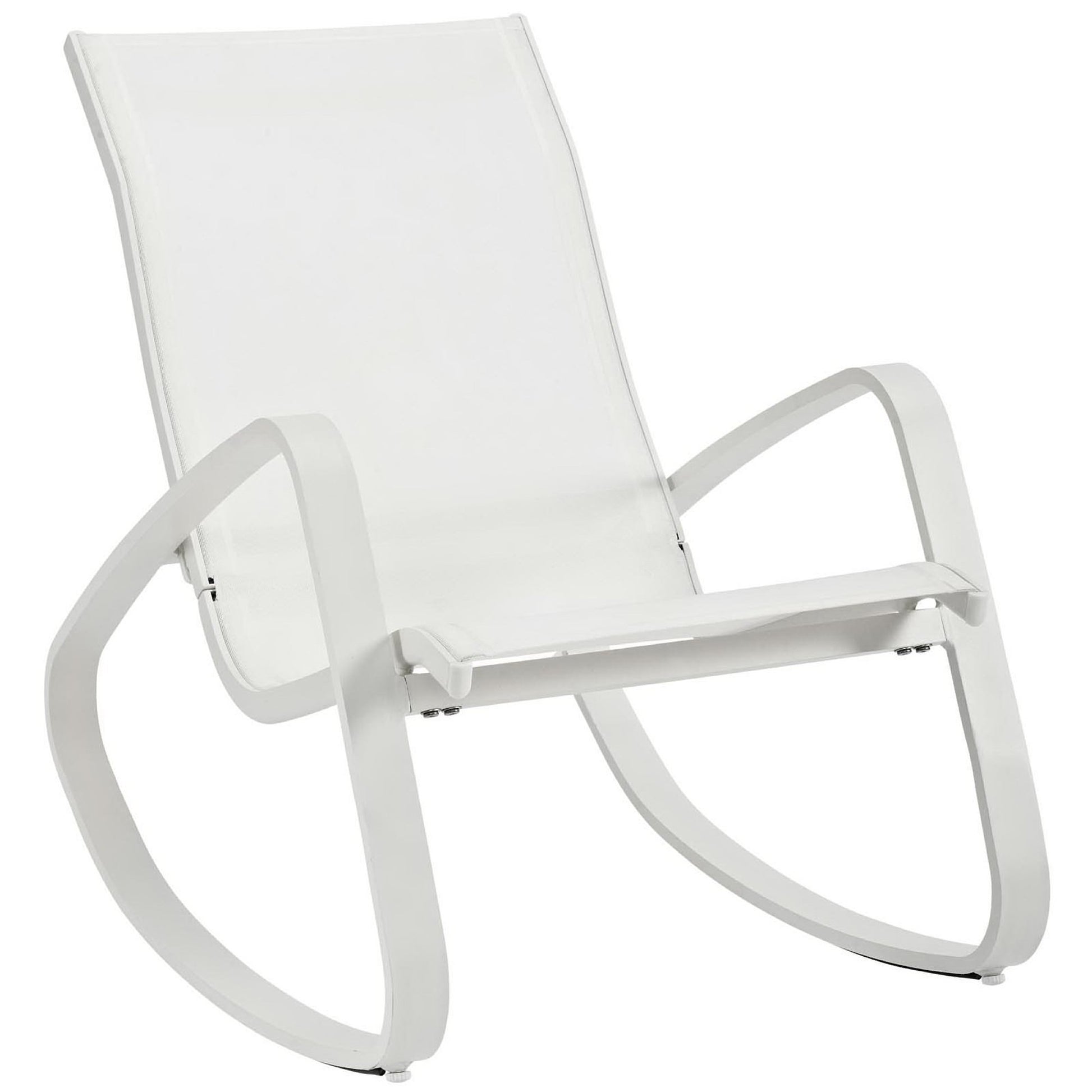 Traveler Rocking Outdoor Patio Mesh Sling Lounge Chair - White White