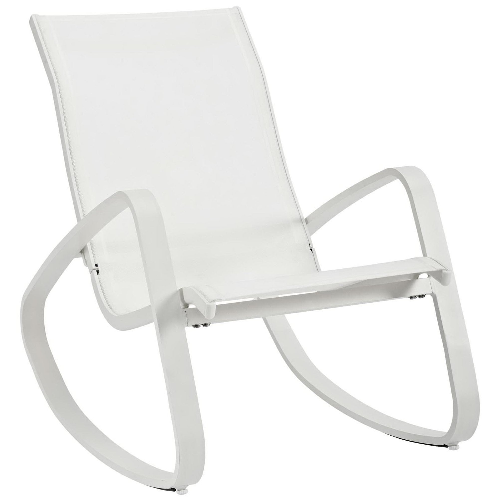 Traveler Rocking Outdoor Patio Mesh Sling Lounge Chair - White White