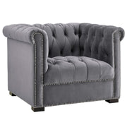 Heritage Performance Velvet Armchair - Gray