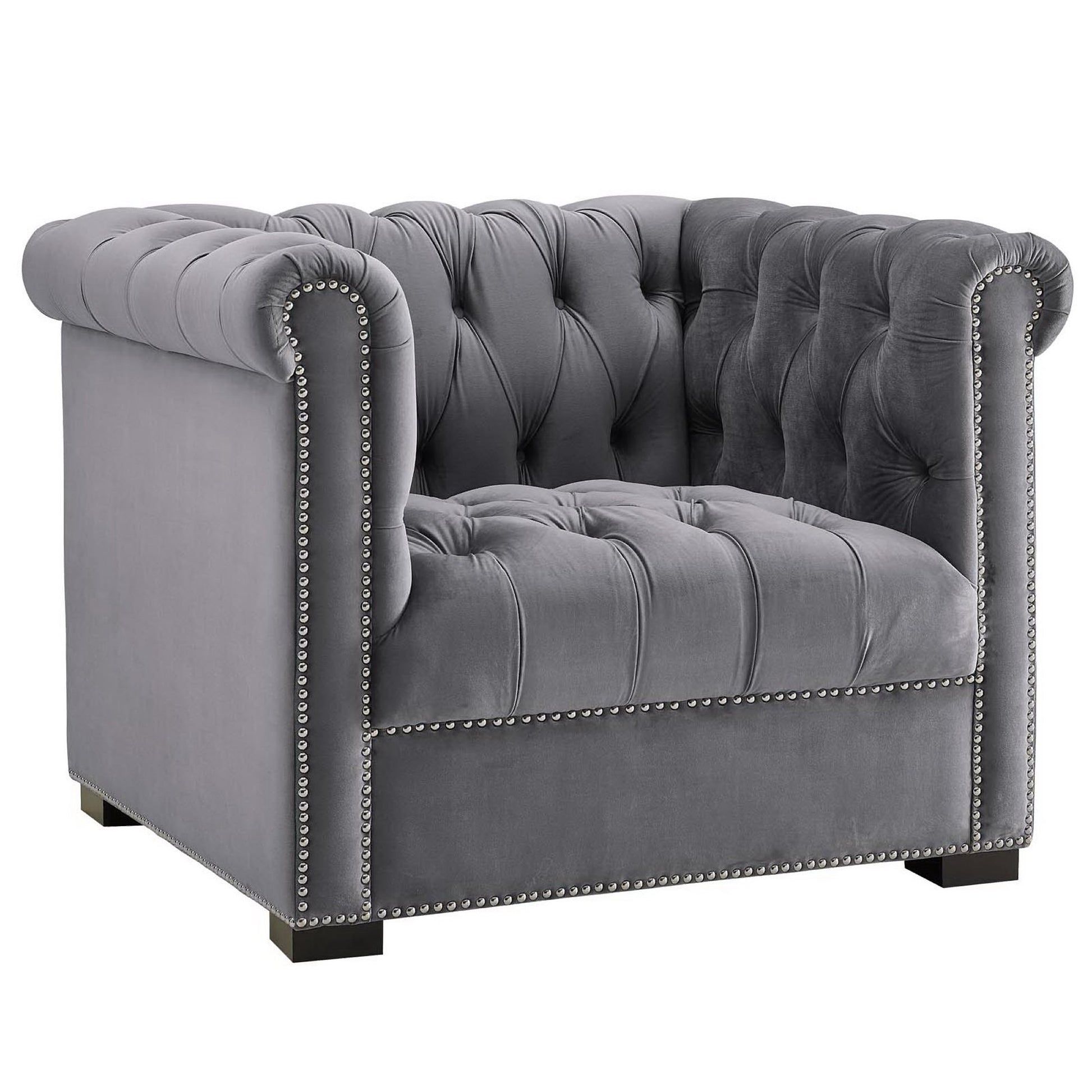 Heritage Performance Velvet Armchair - Gray
