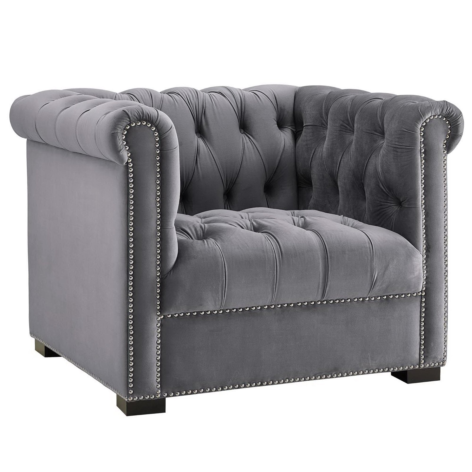 Heritage Performance Velvet Armchair - Gray