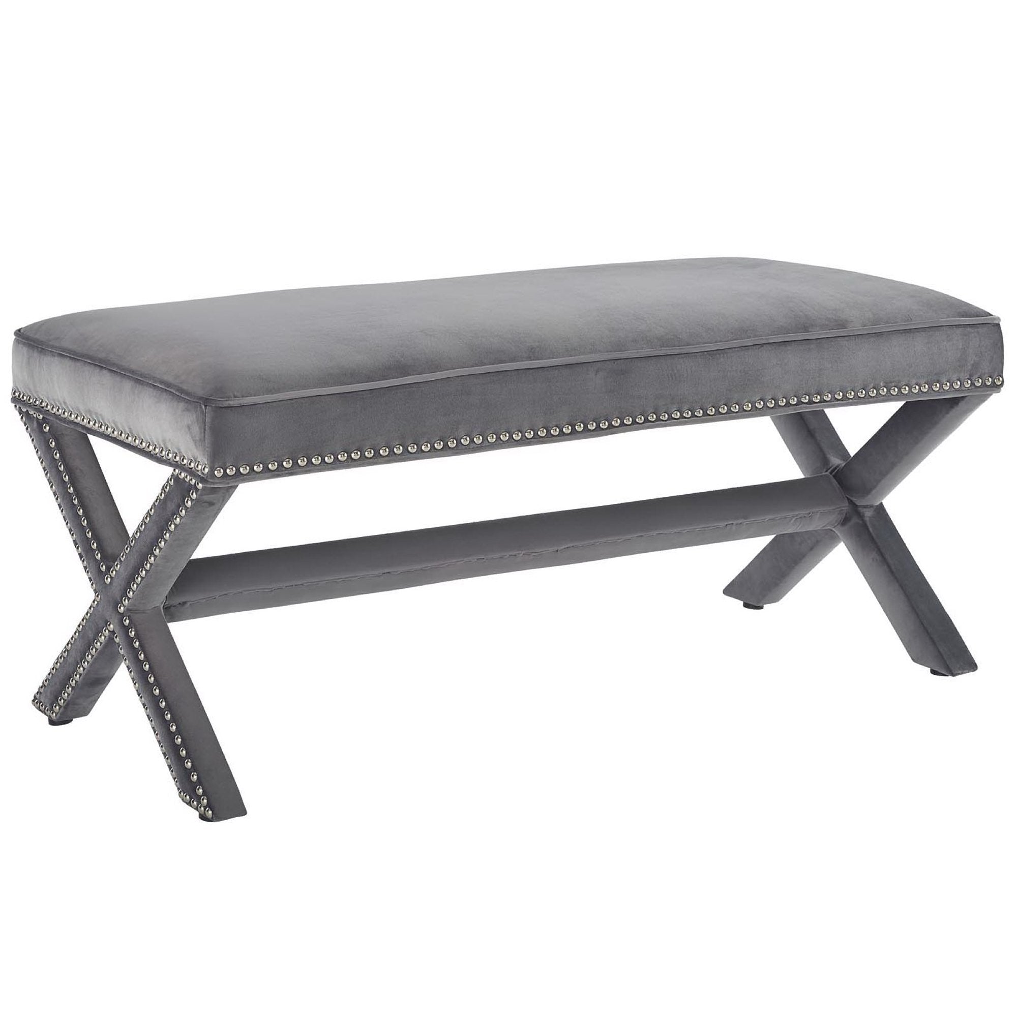 Rivet Performance Velvet Bench - Gray