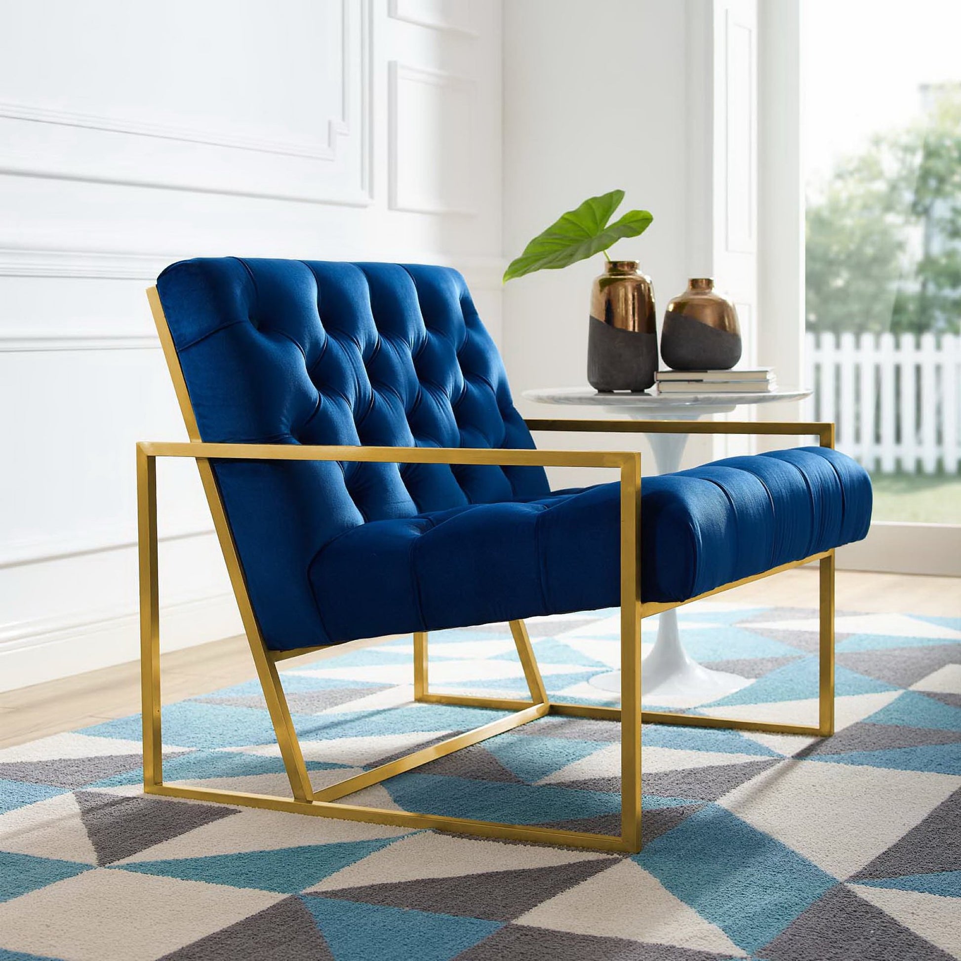 Bequest Gold Stainless Steel Performance Velvet Accent Chair