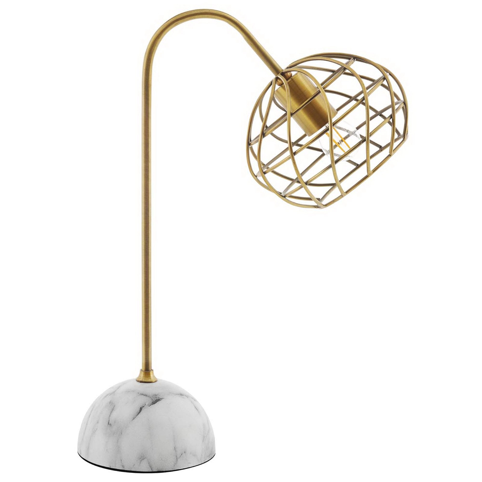 Salient Brass and Faux White Marble Table Lamp - Yellow