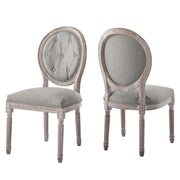 Arise Vintage French Upholstered Fabric Dining Side Chair Set of 2 - Light Gray
