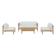 Bayport 4 Piece Outdoor Patio Teak Set - Natural White