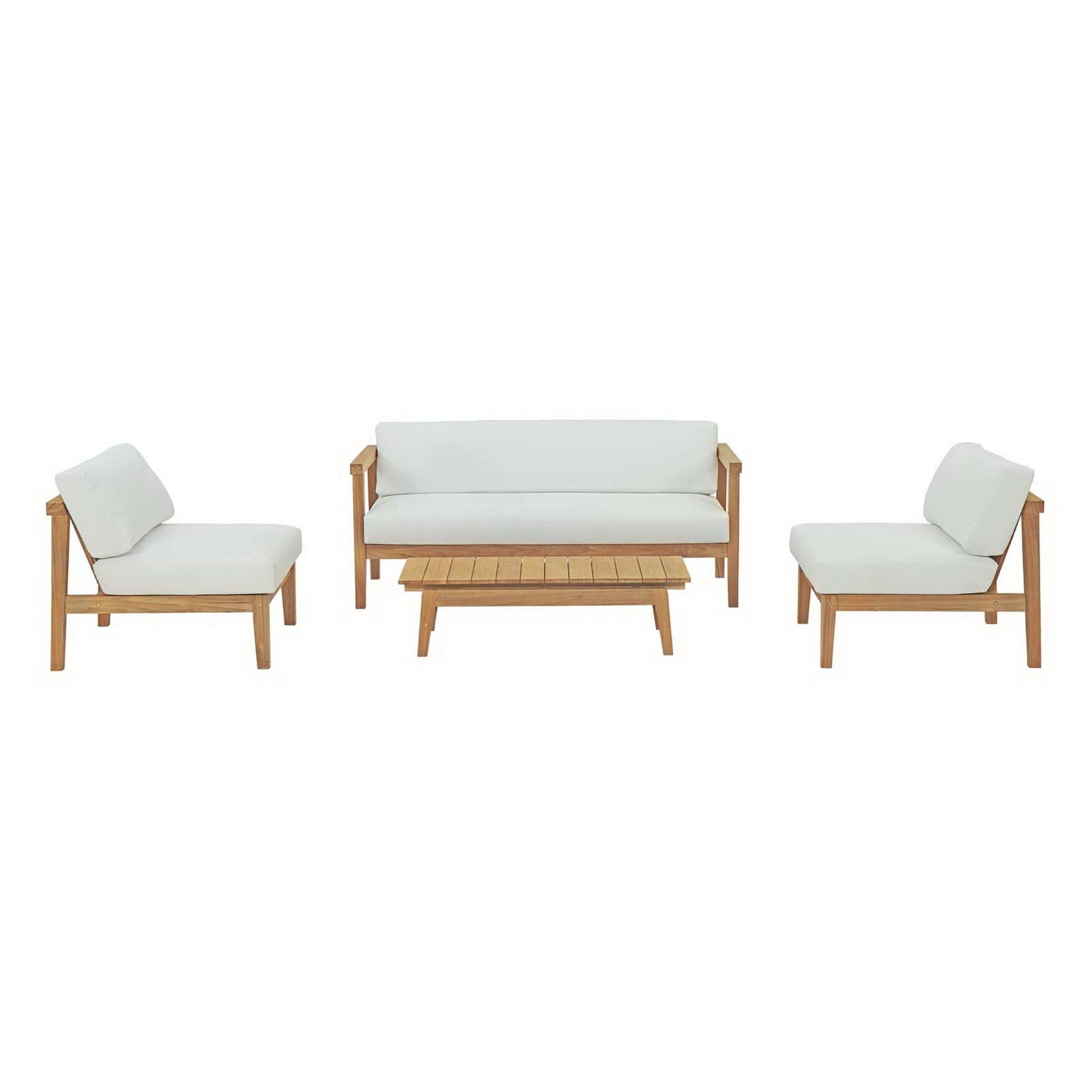 Bayport 4 Piece Outdoor Patio Teak Set - Natural White