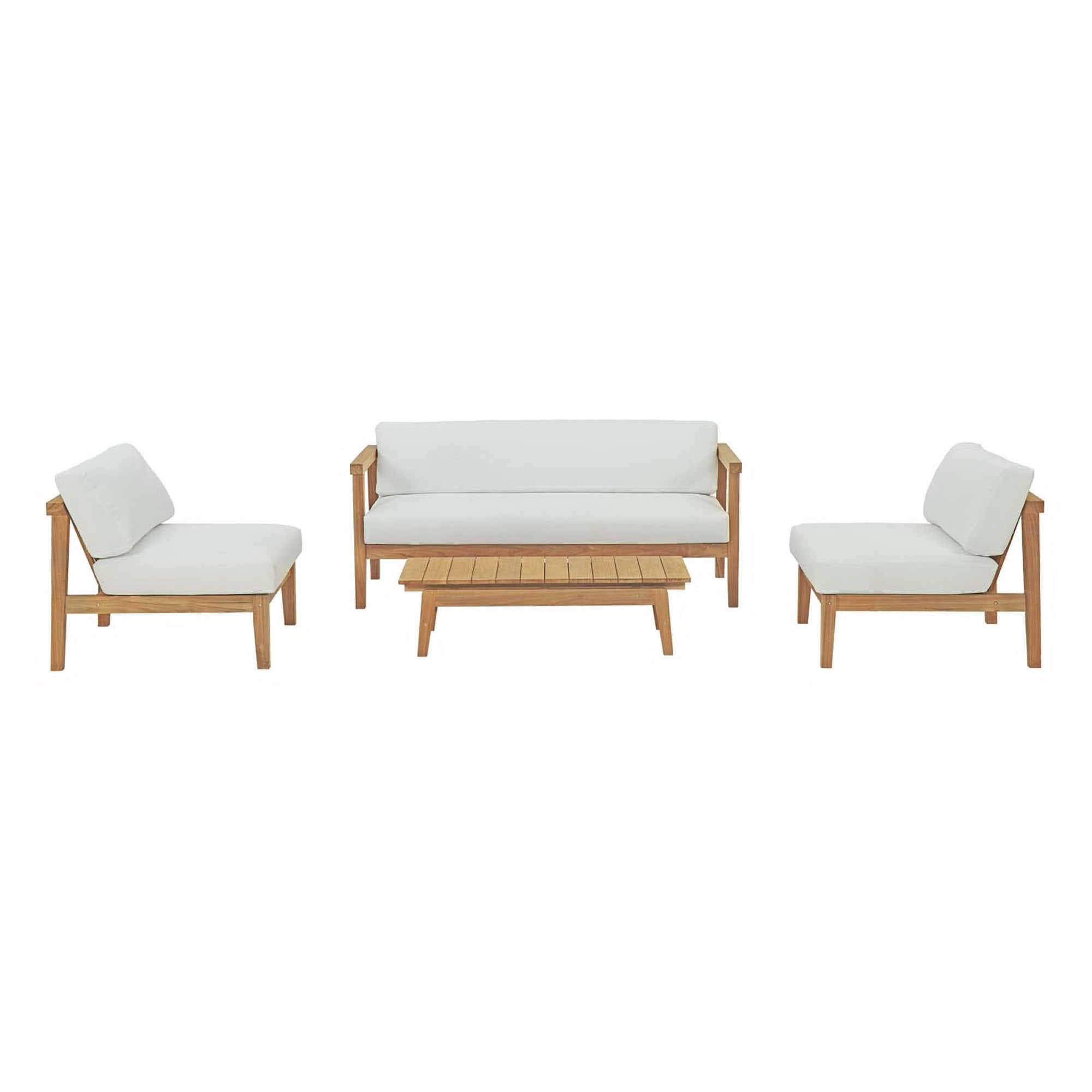 Bayport 4 Piece Outdoor Patio Teak Set - Natural White