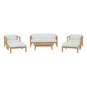 Bayport 6 Piece Outdoor Patio Teak Set - Natural White