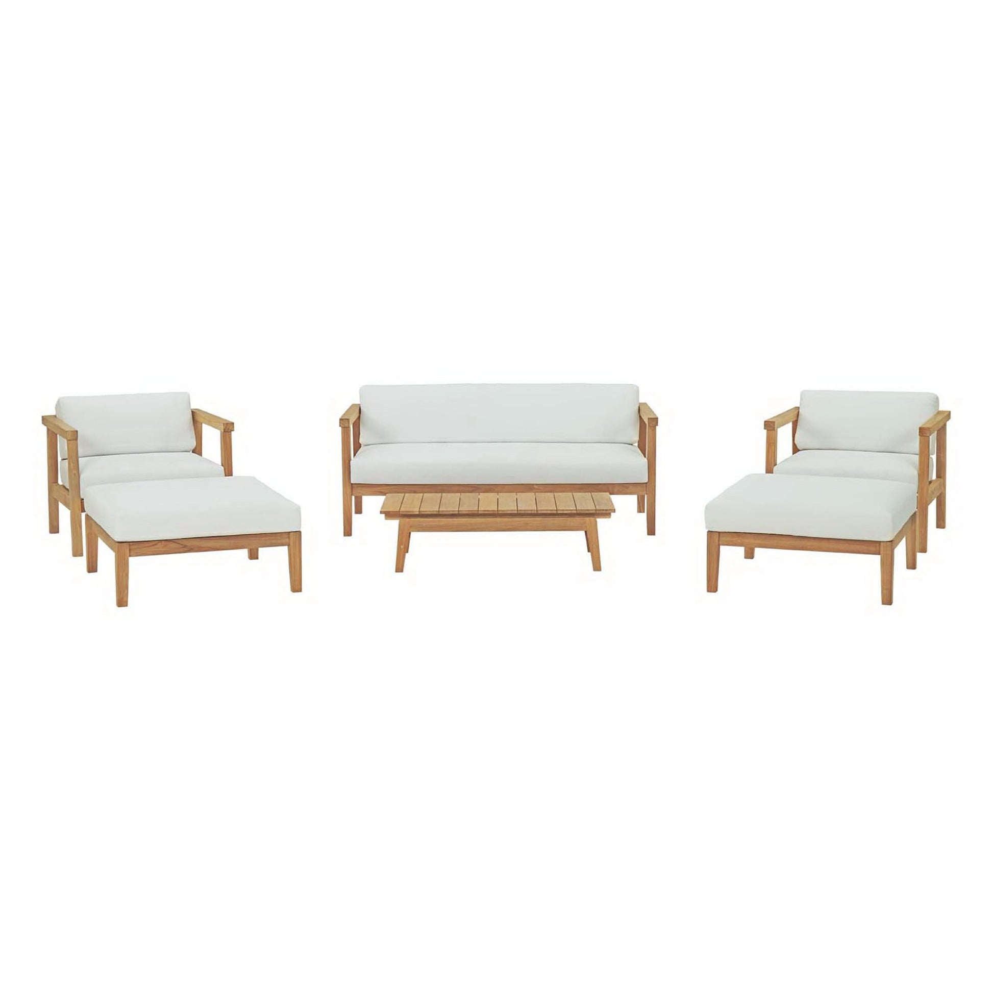 Bayport 6 Piece Outdoor Patio Teak Set - Natural White