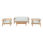 Bayport 4 Piece Outdoor Patio Teak Set - Natural White