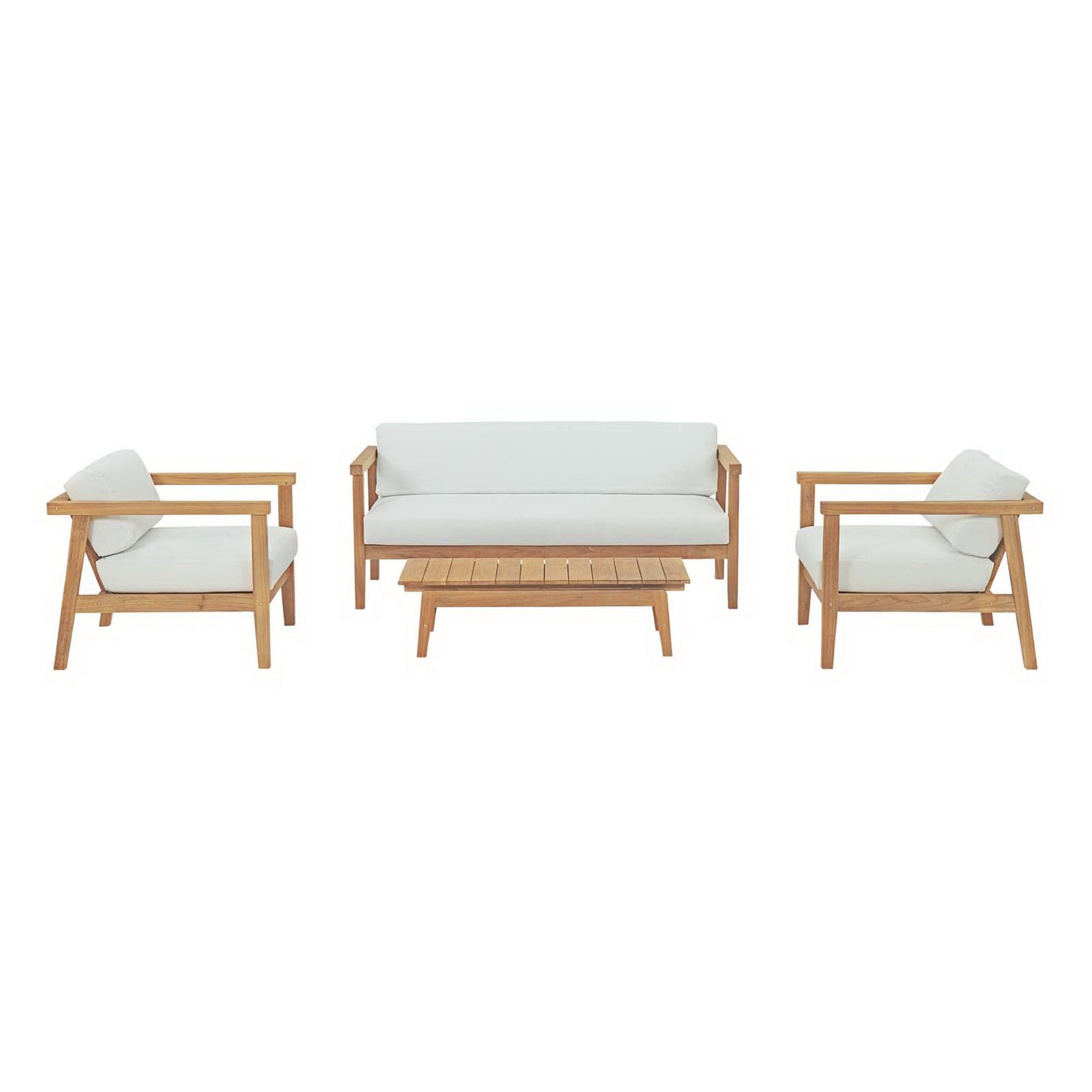 Bayport 4 Piece Outdoor Patio Teak Set - Natural White