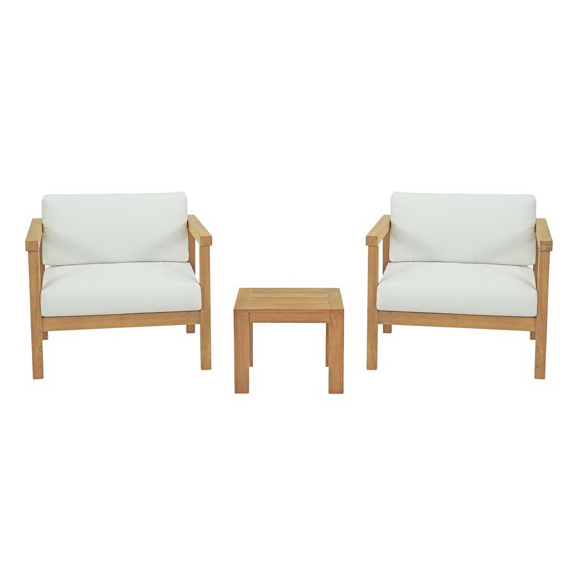 Bayport 3 Piece Outdoor Patio Teak Set - Natural White
