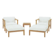 Bayport 5 Piece Outdoor Patio Teak Set - Natural White