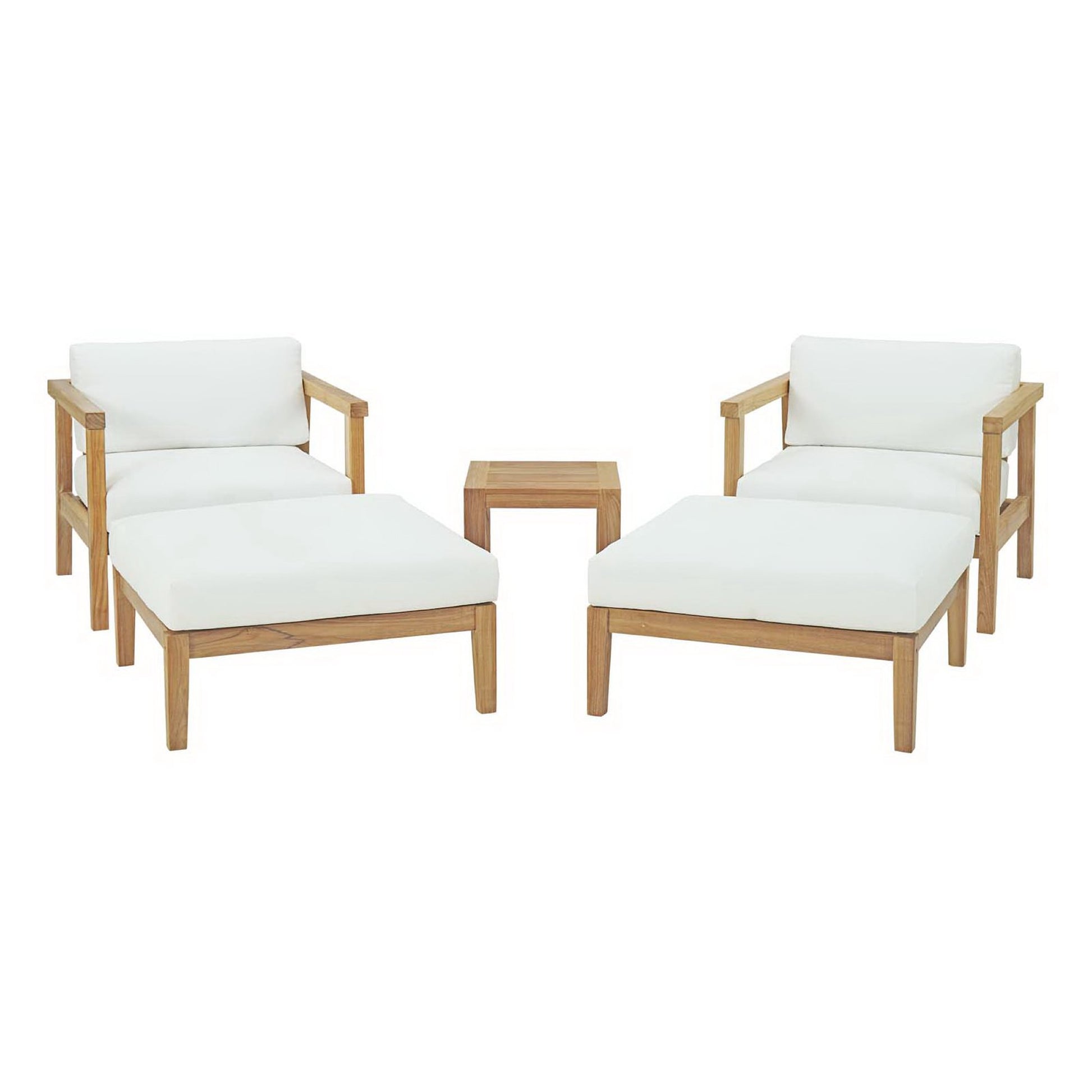 Bayport 5 Piece Outdoor Patio Teak Set - Natural White