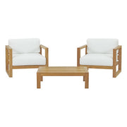 Upland 3 Piece Outdoor Patio Teak Set - Natural White