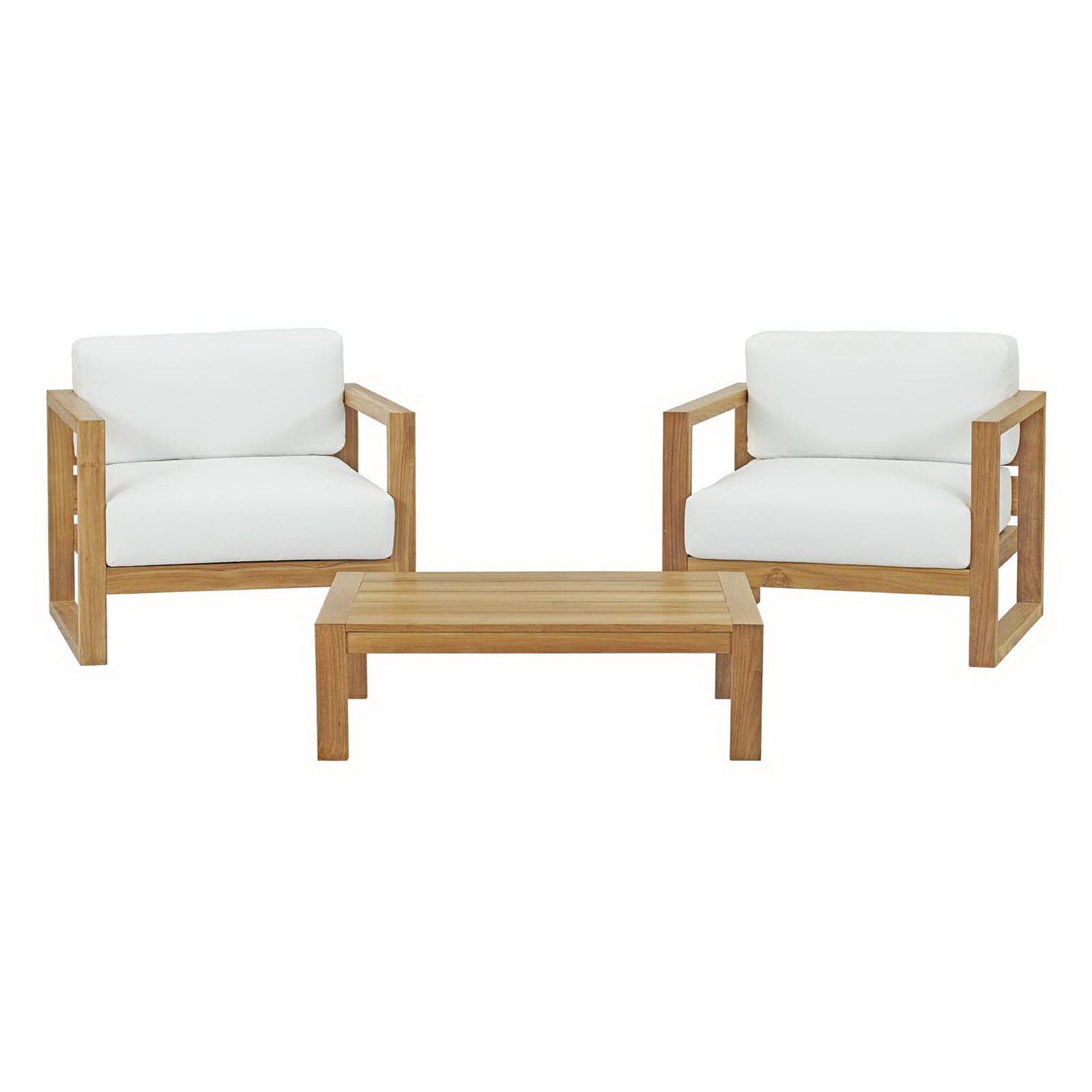Upland 3 Piece Outdoor Patio Teak Set - Natural White
